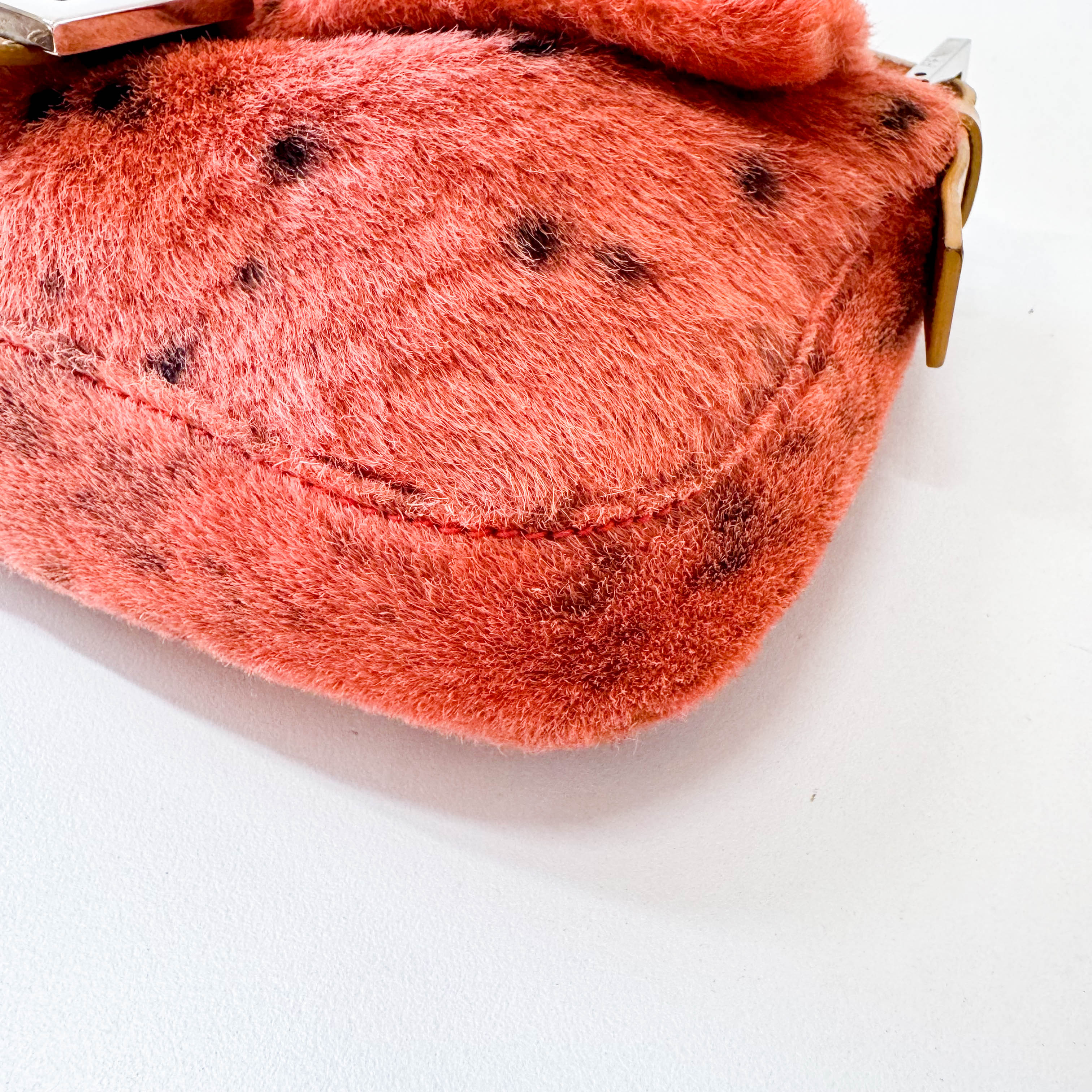 Leopard Orange Pony Hair Baguette Shoulder Bag