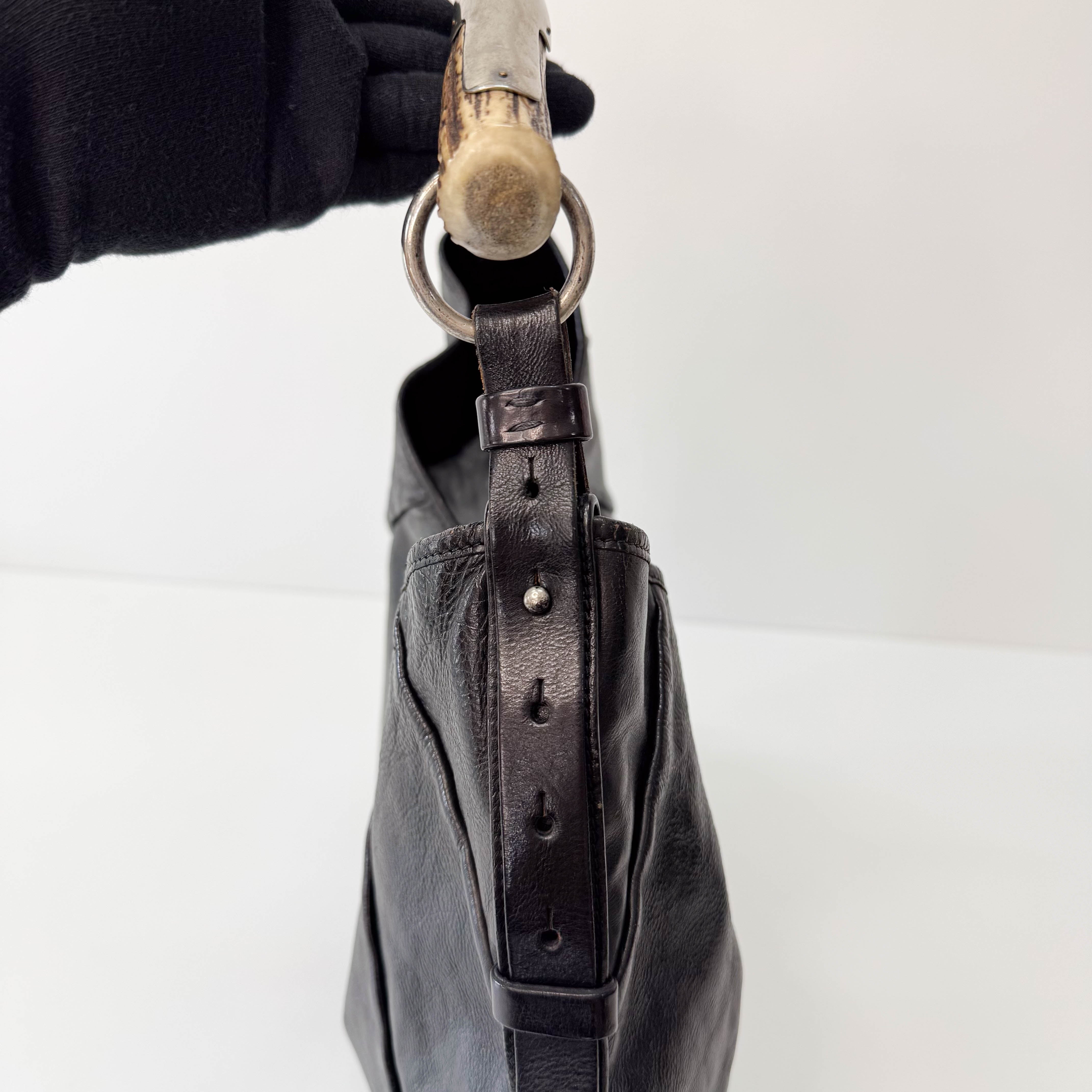 Mombasa Black Leather Shoulder Bag