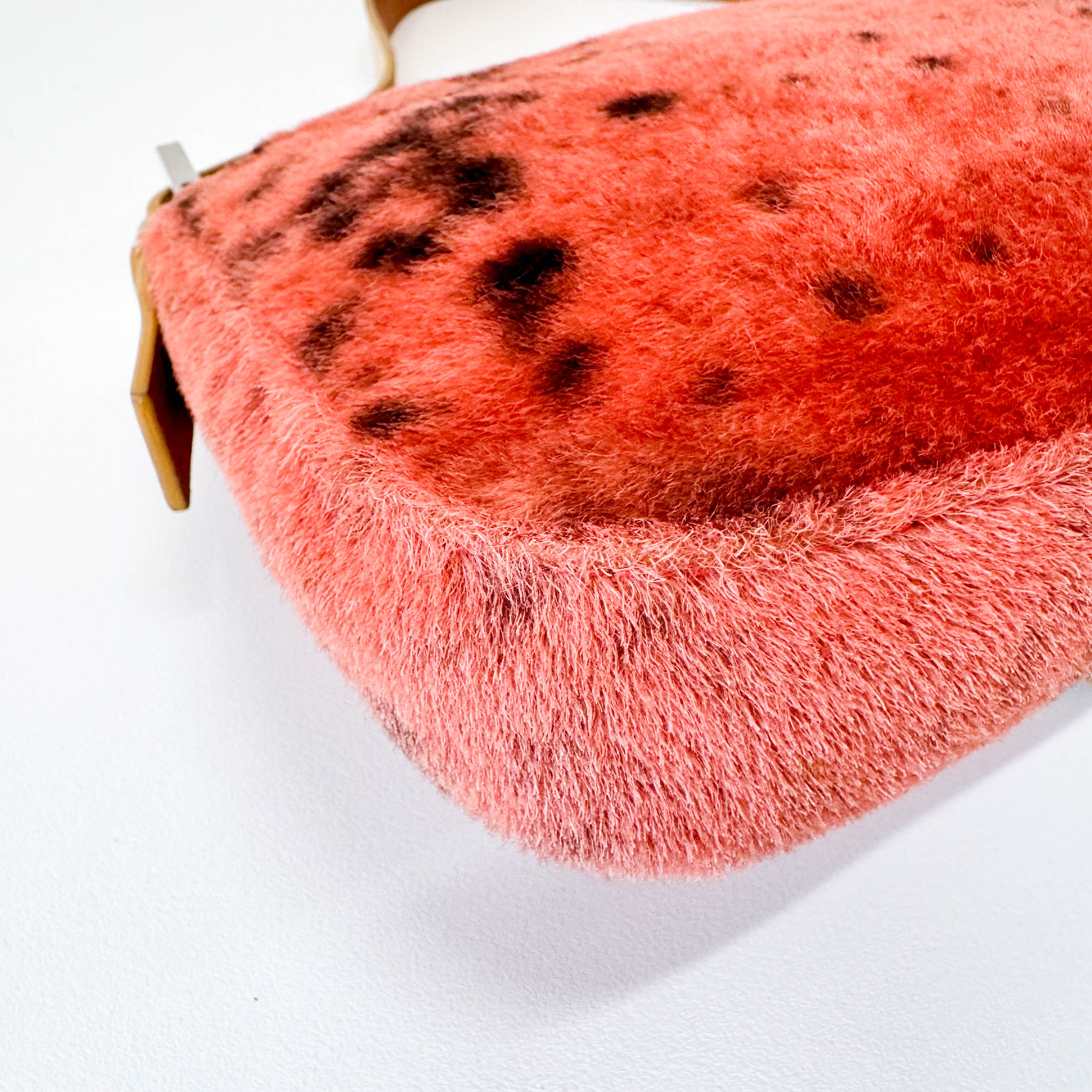 Leopard Orange Pony Hair Baguette Shoulder Bag