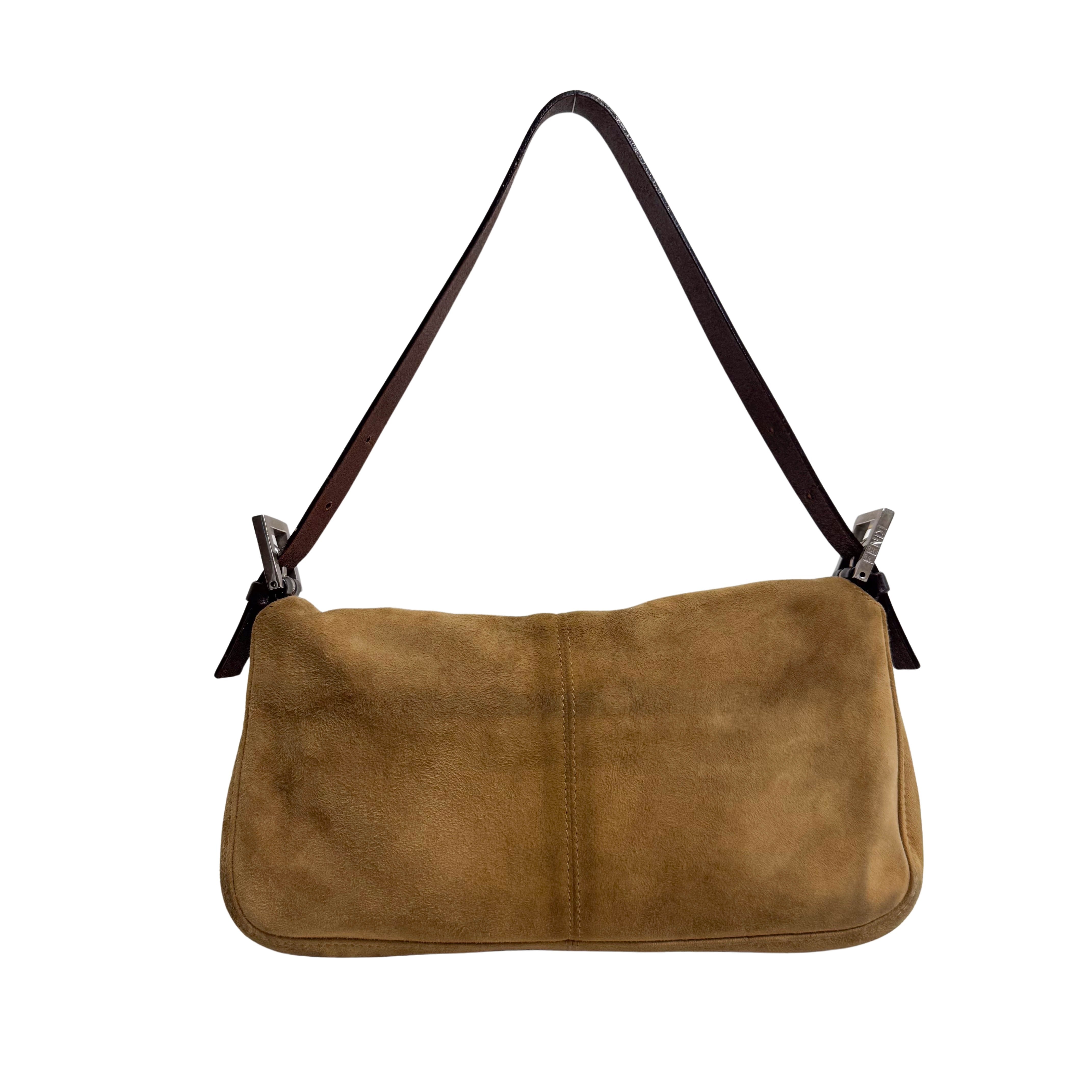 Baguette Suede Brown Shoulder Bag