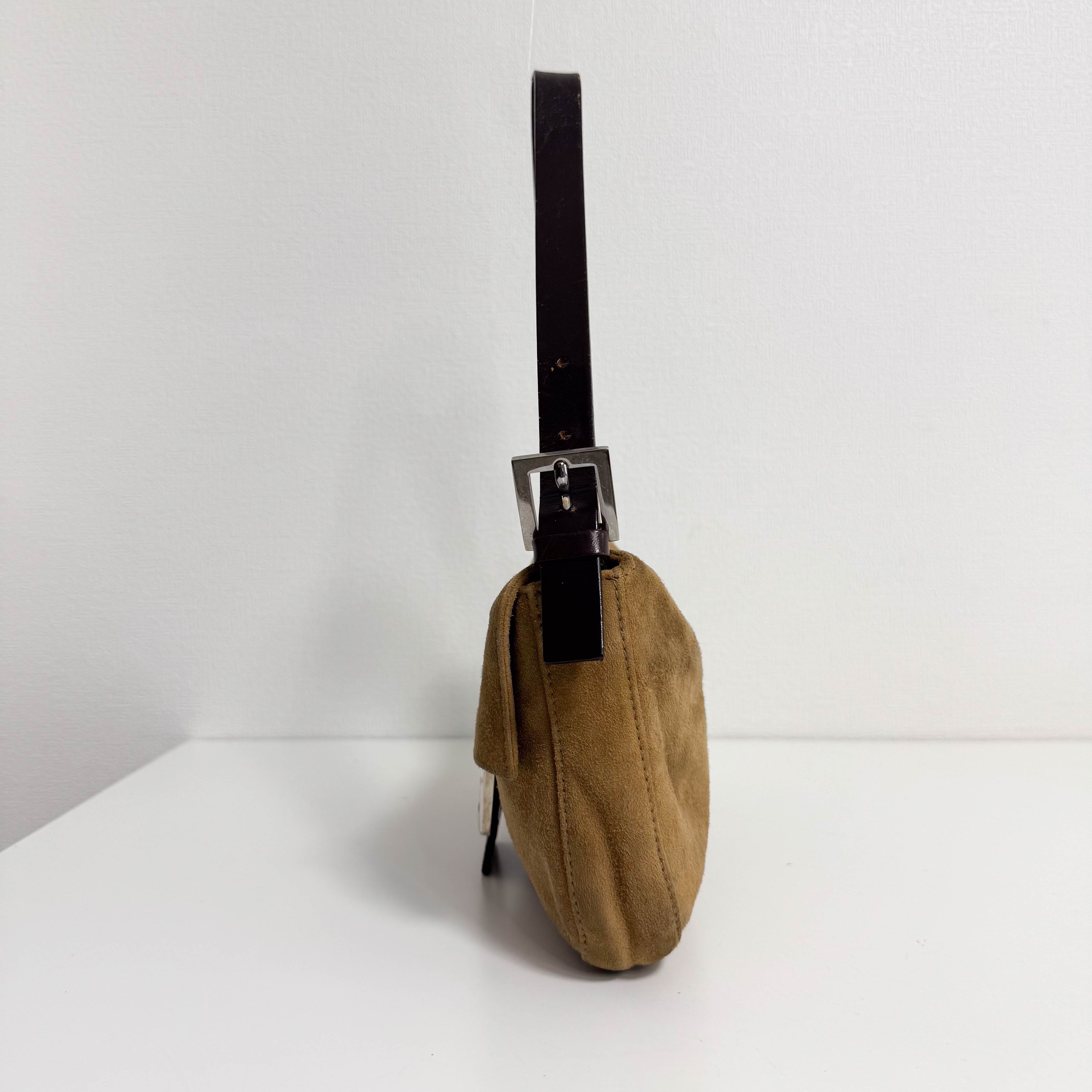 Baguette Suede Brown Shoulder Bag