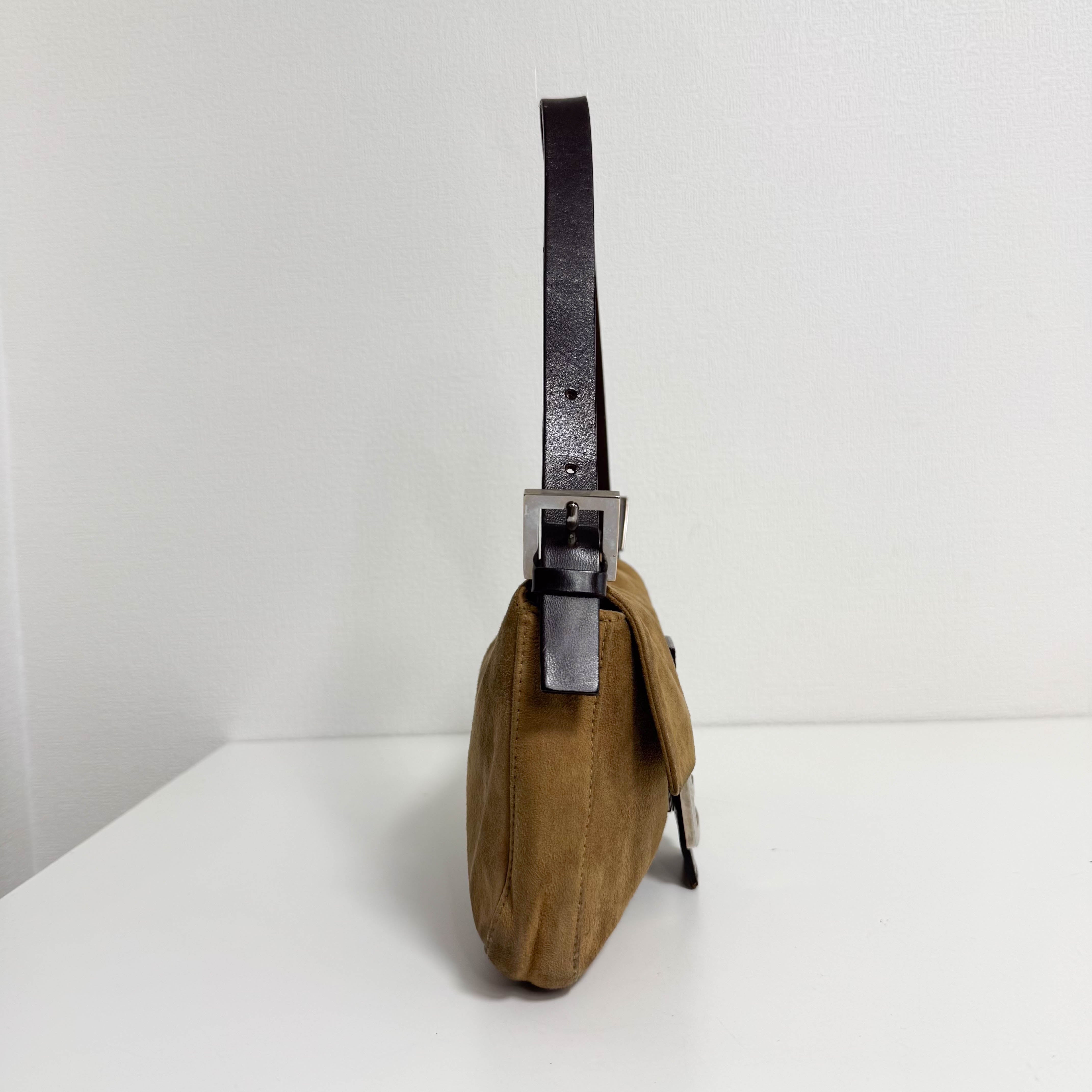 Baguette Suede Brown Shoulder Bag