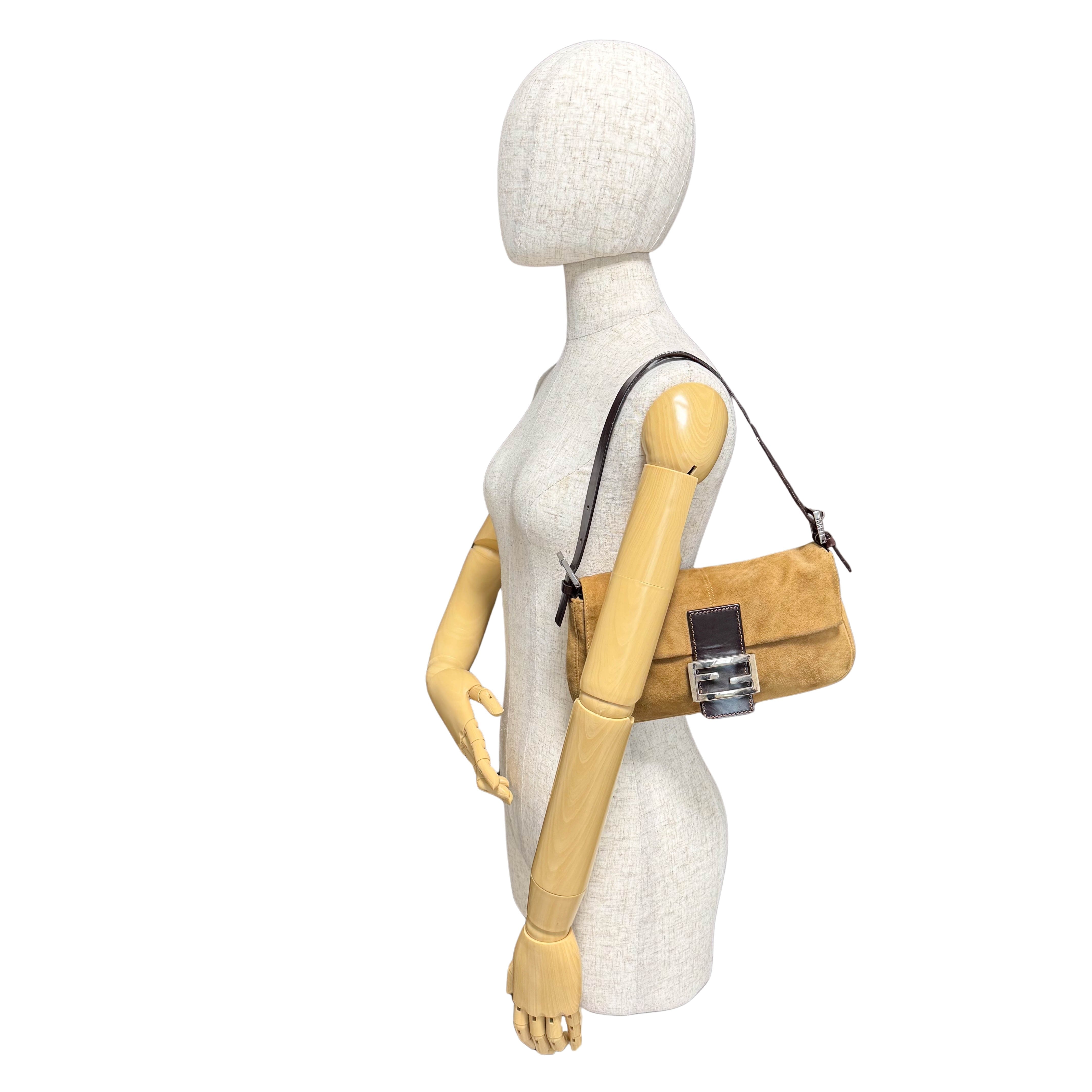 Baguette Suede Brown Shoulder Bag