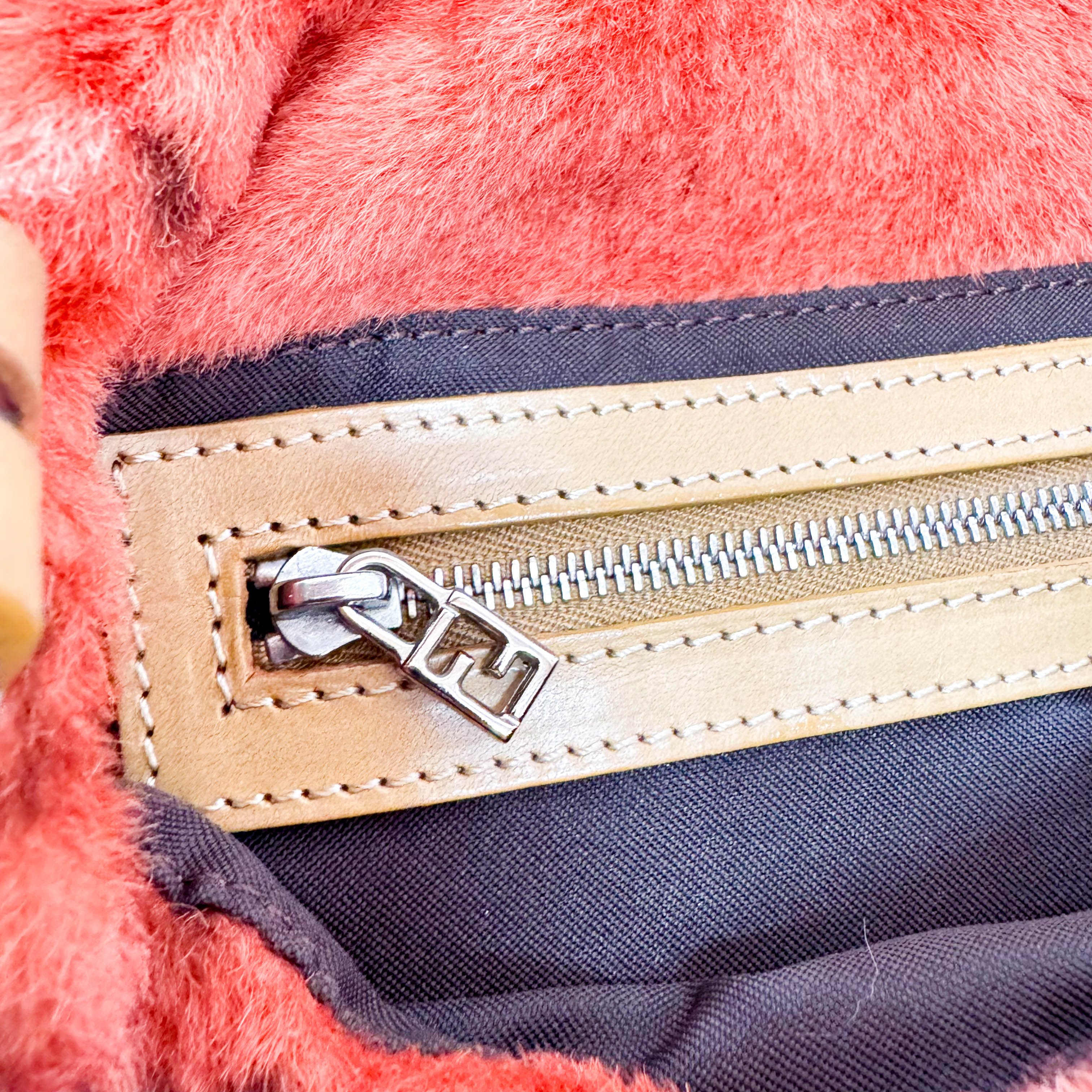 Leopard Orange Pony Hair Baguette Shoulder Bag