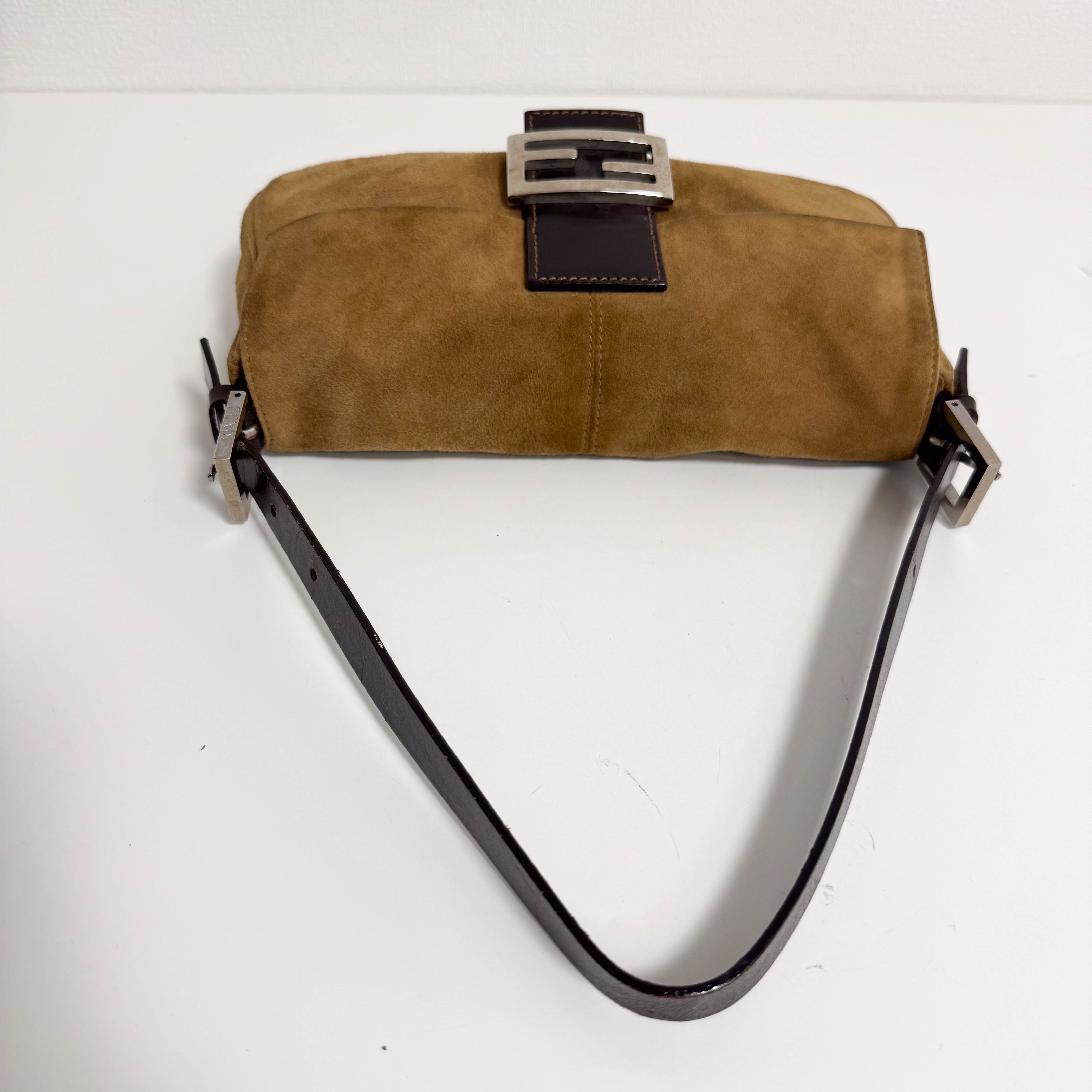 Baguette Suede Brown Shoulder Bag