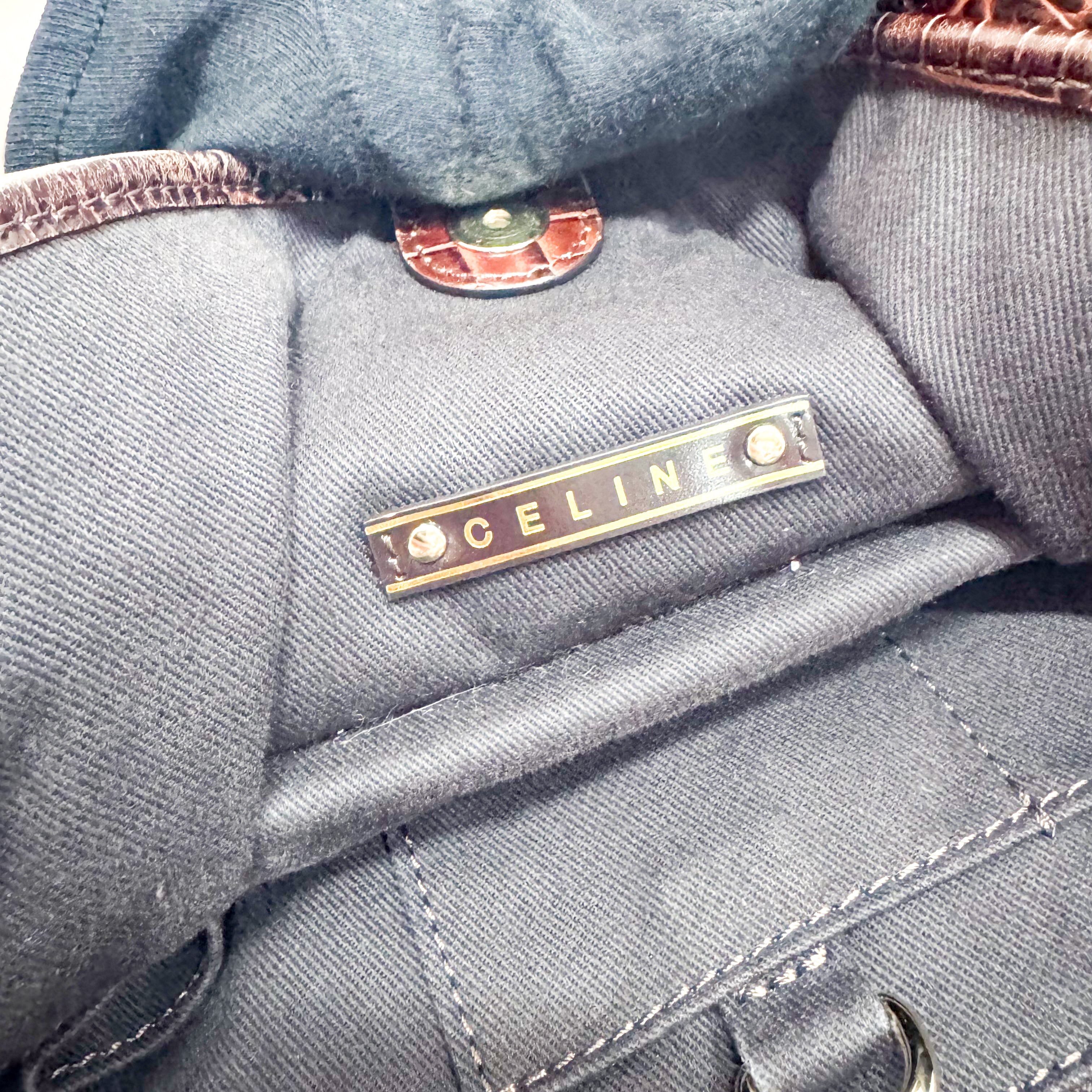 Bitter Sweet Brown Croc Leather & Suede Shoulder Bag