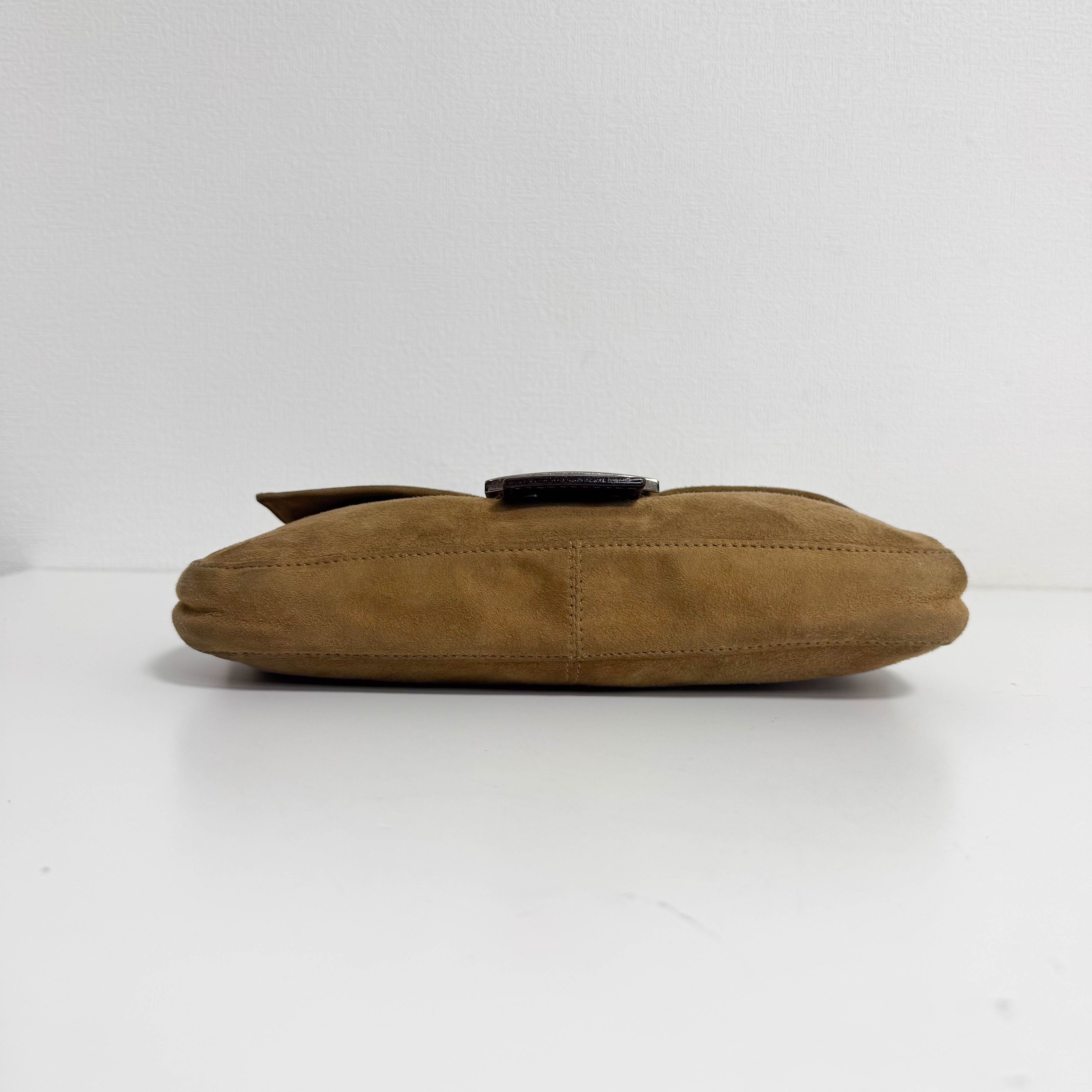 Baguette Suede Brown Shoulder Bag