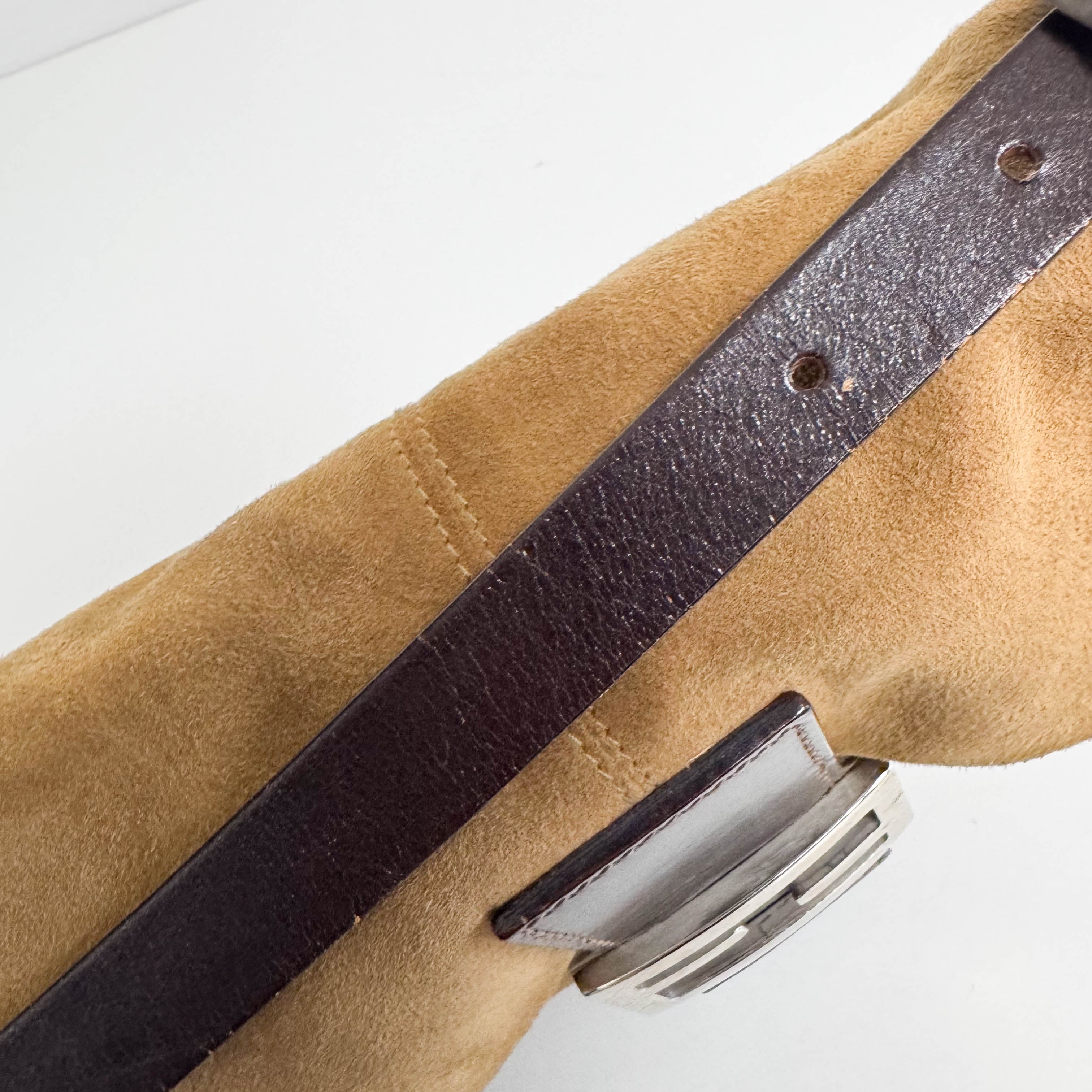 Baguette Suede Brown Shoulder Bag