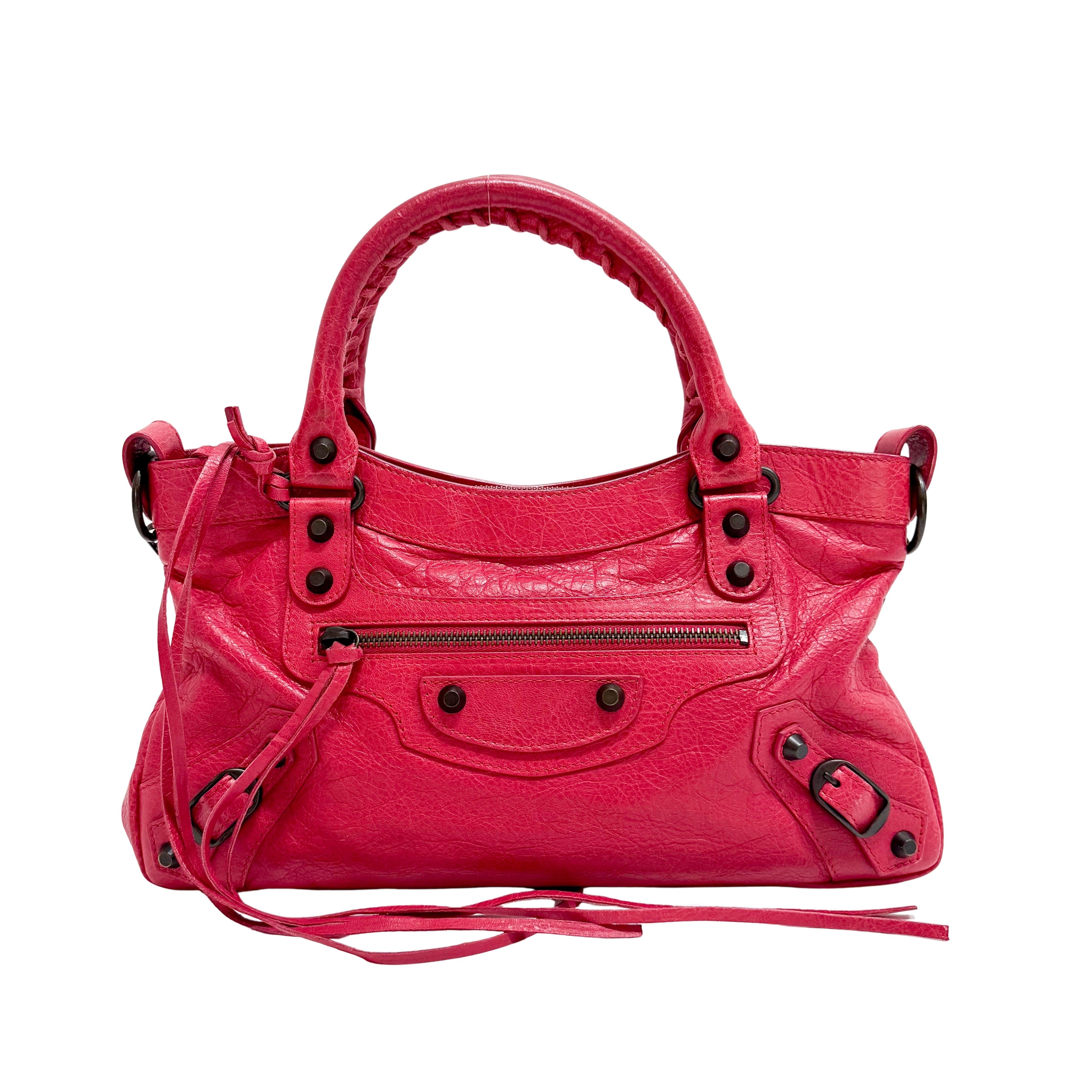 Mini City Pink Leather Two Way Bag