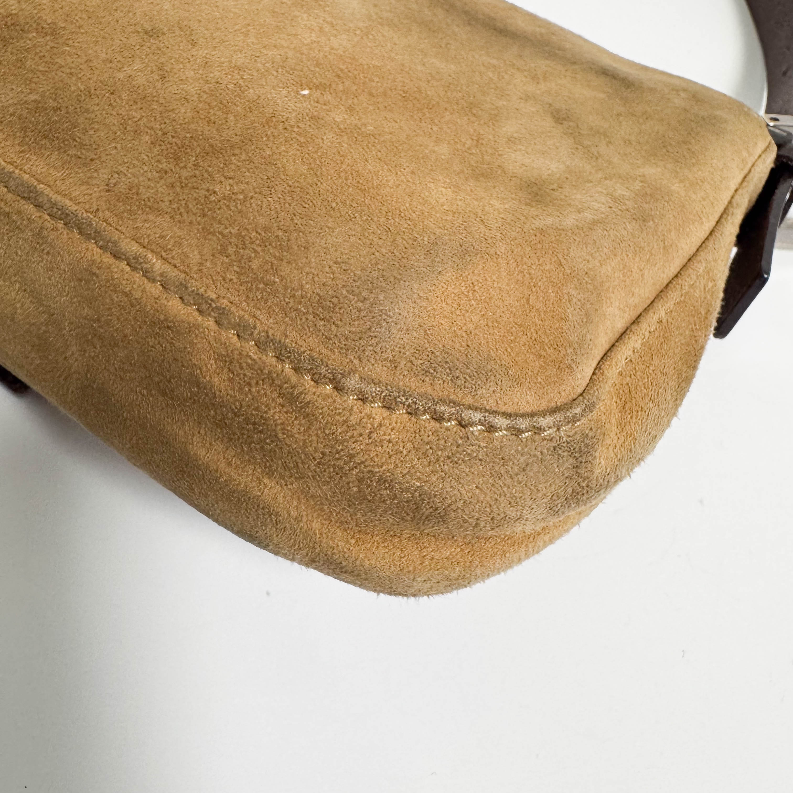 Baguette Suede Brown Shoulder Bag