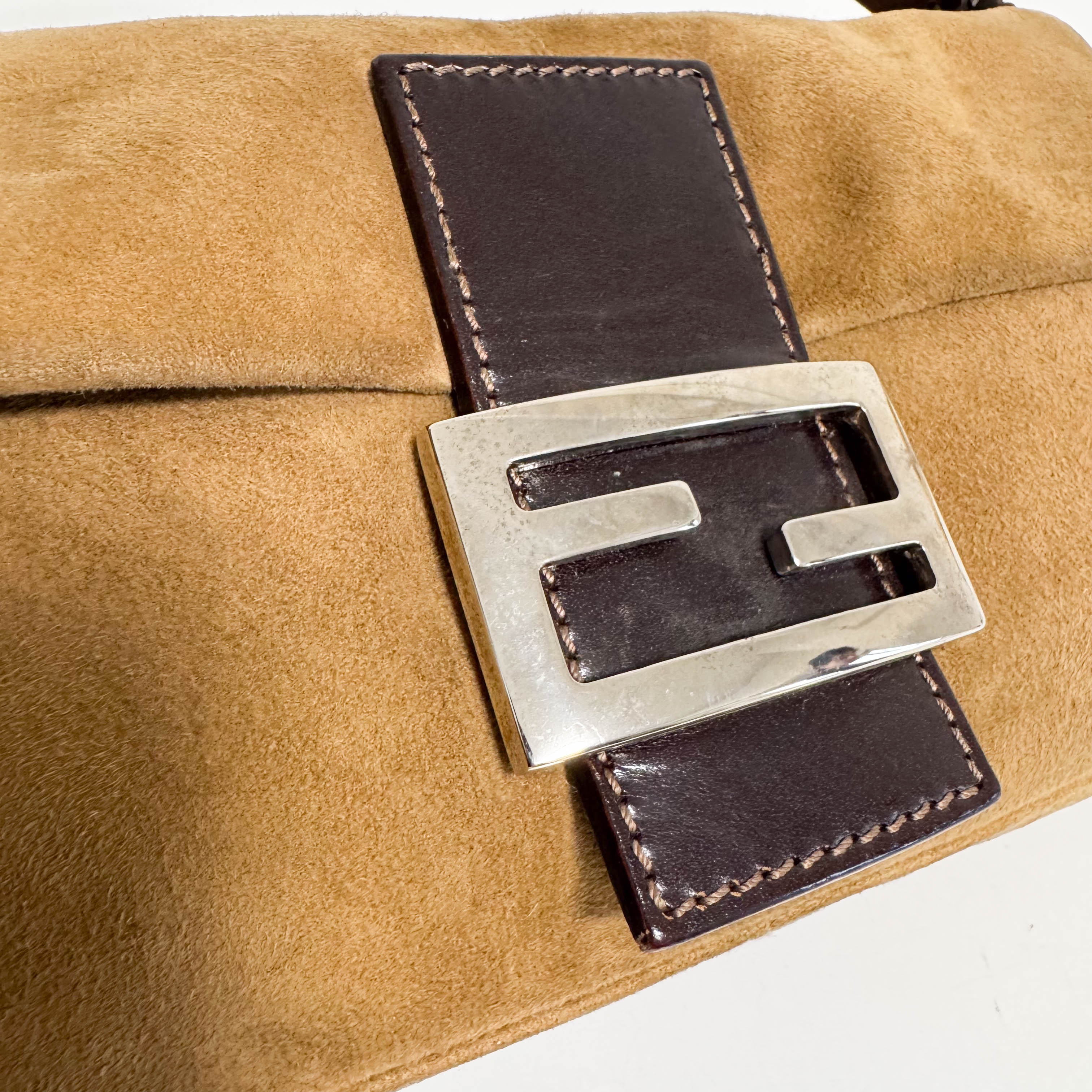 Baguette Suede Brown Shoulder Bag