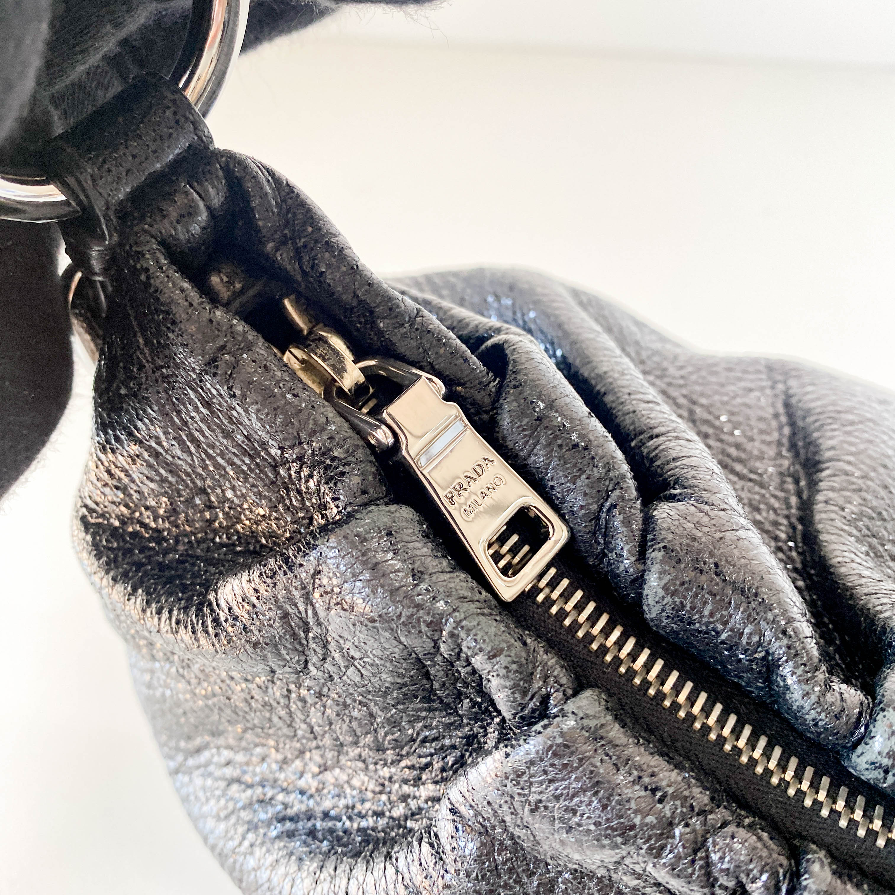 Sparkly Black Leather Shoulder Bag