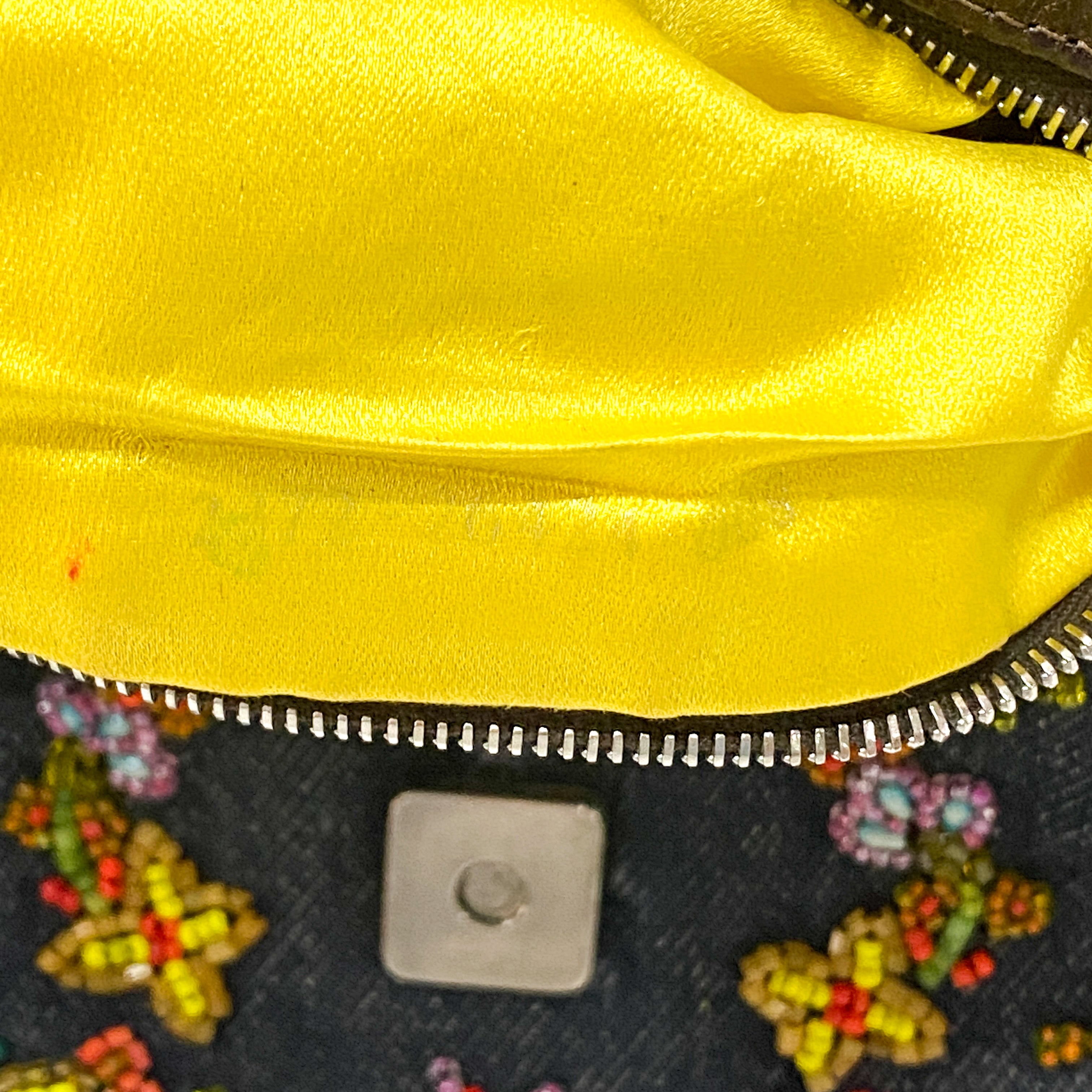 Baguette Embroidered Beads Blue Denim Shoulder Bag