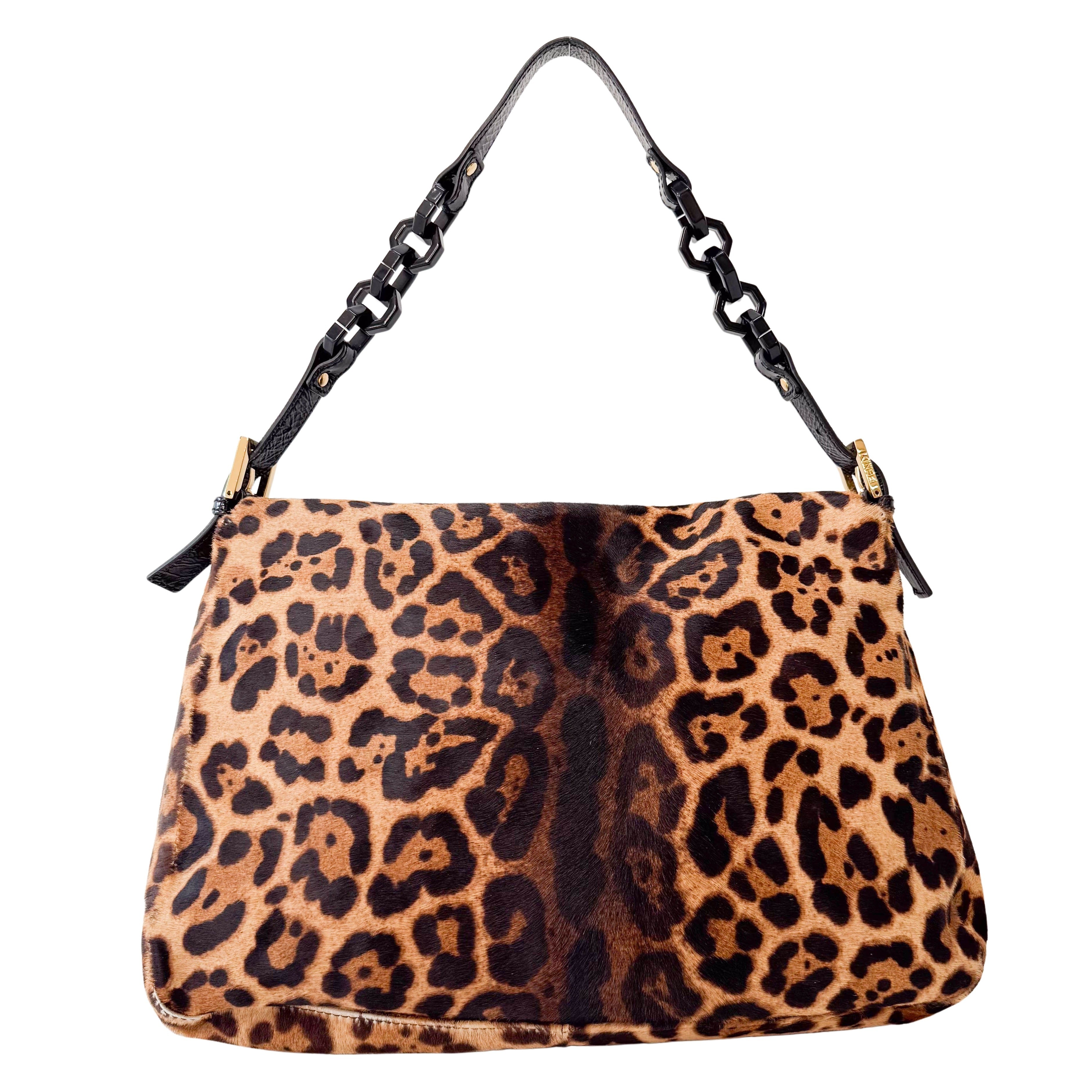 Large Mamma Baguette Leopard Pony Hair Shoulder Bag