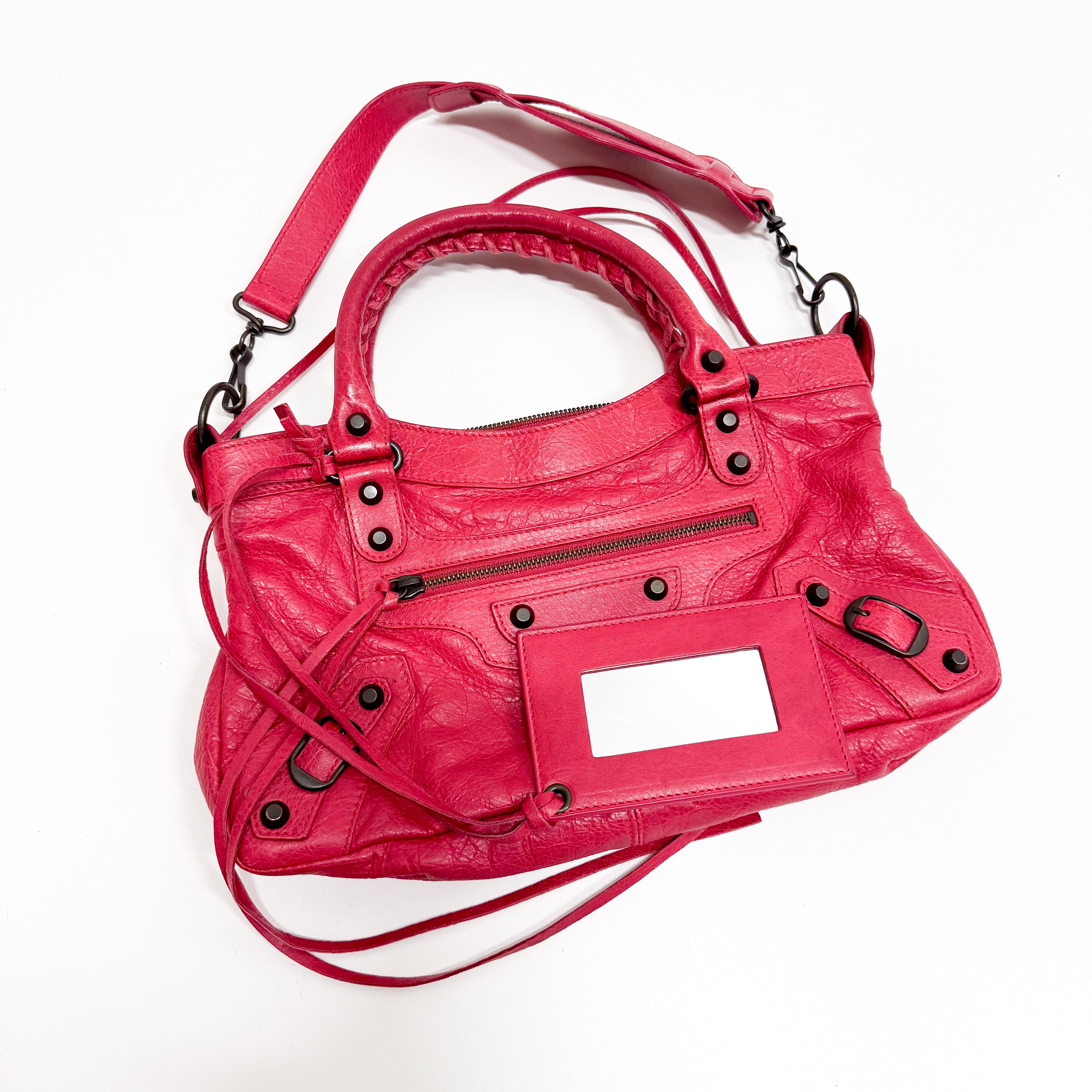 Mini City Pink Leather Two Way Bag