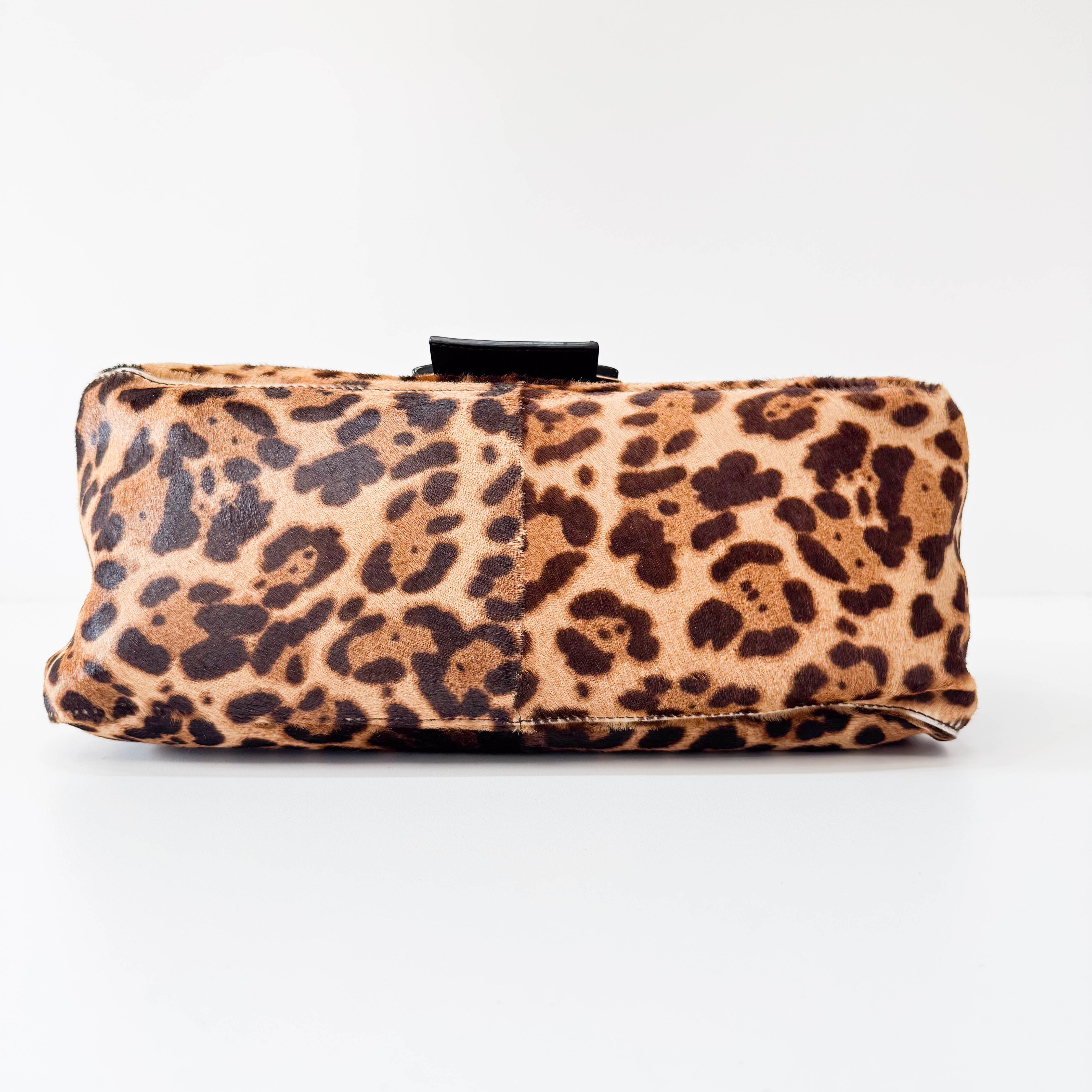 Large Mamma Baguette Leopard Pony Hair Shoulder Bag