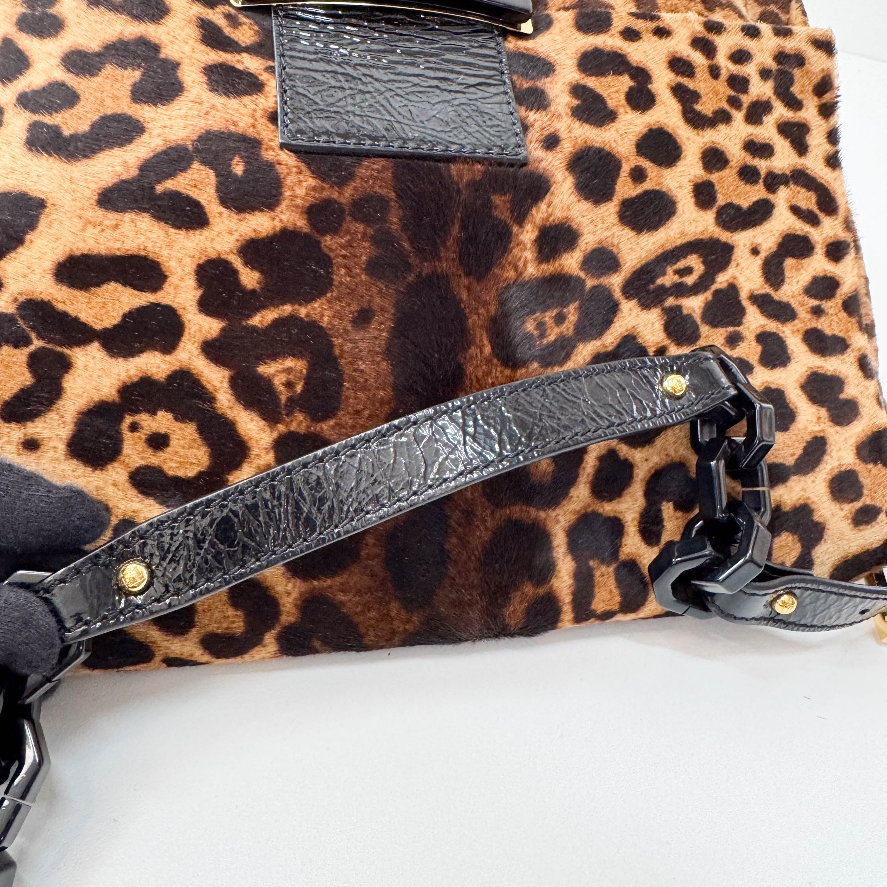 Large Mamma Baguette Leopard Pony Hair Shoulder Bag