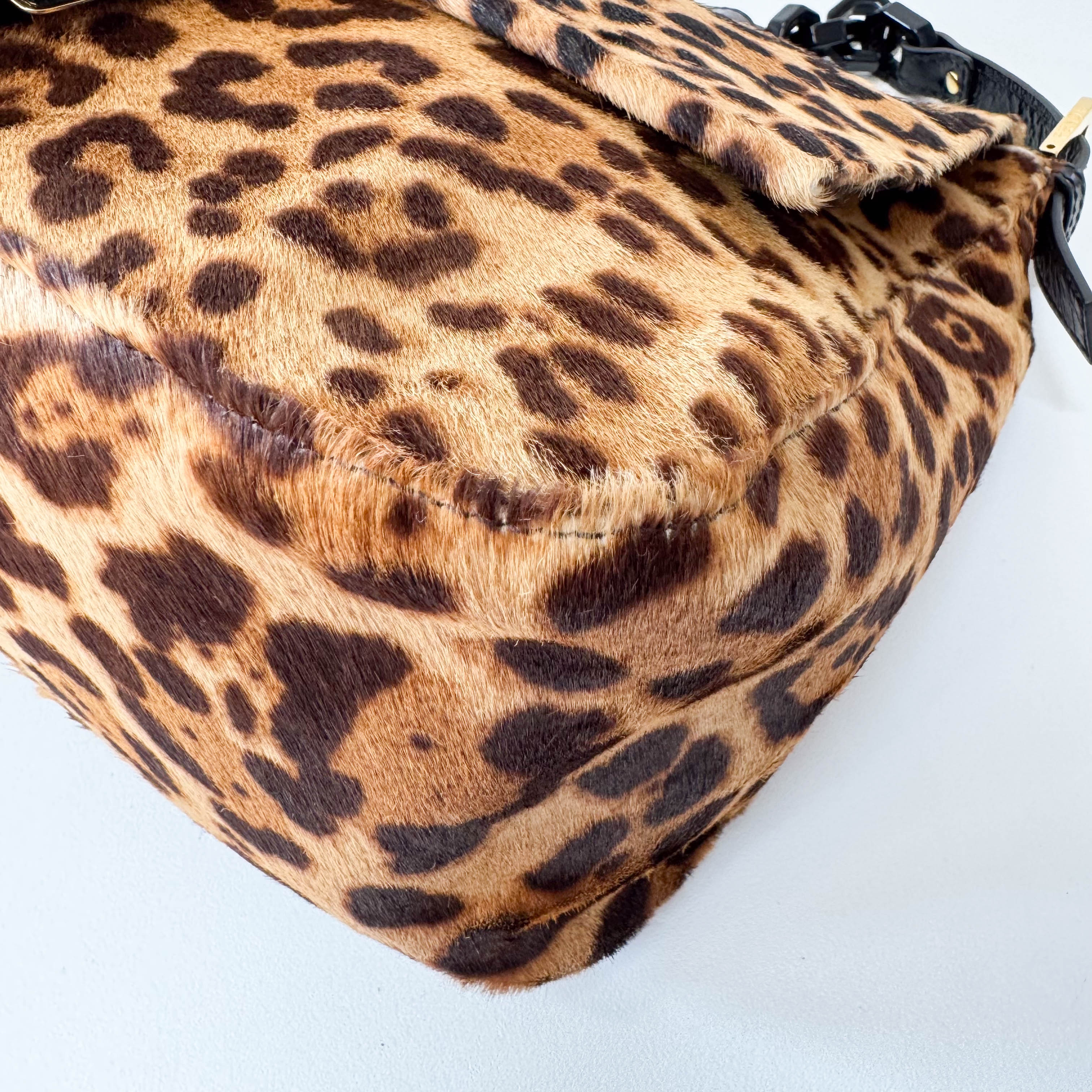 Large Mamma Baguette Leopard Pony Hair Shoulder Bag