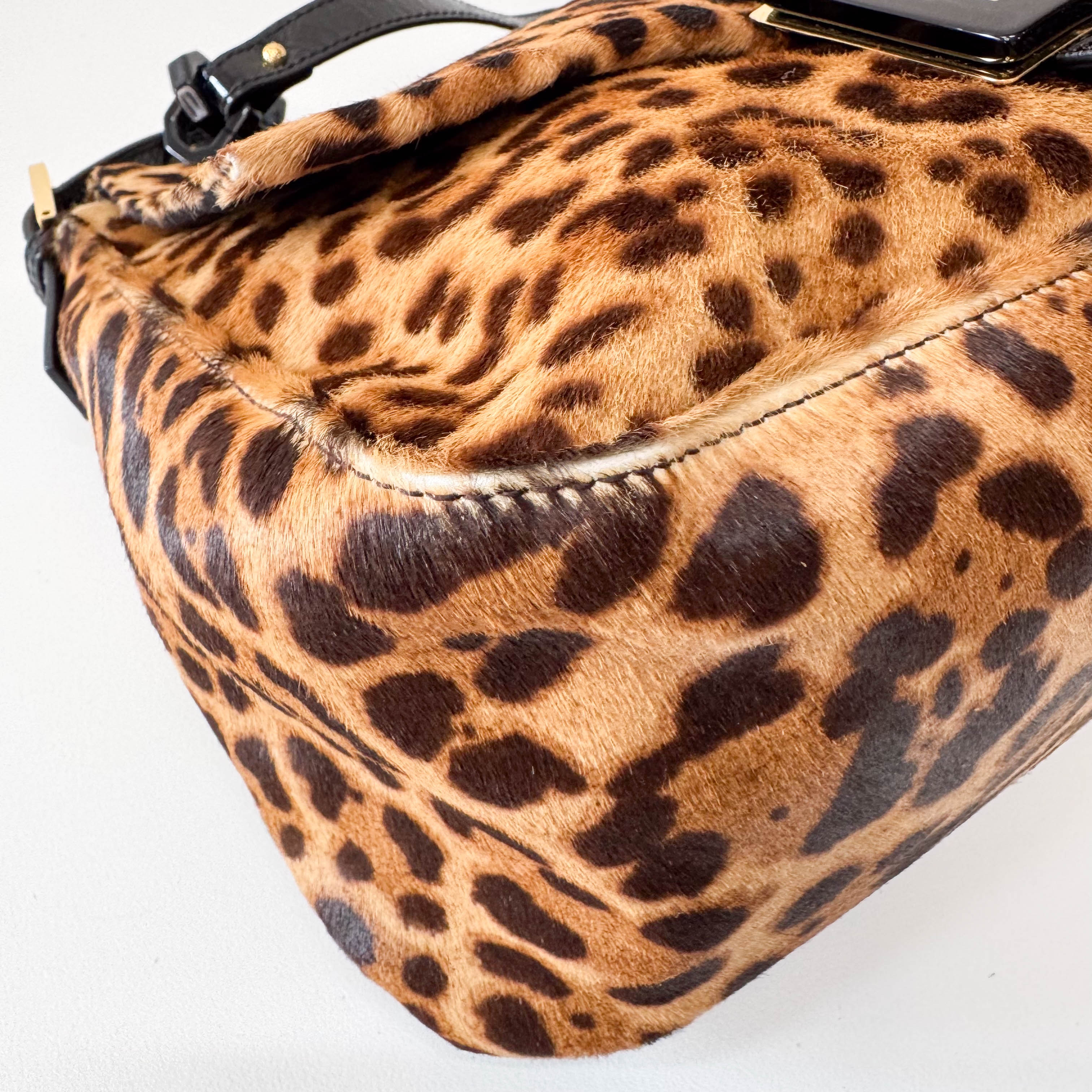 Large Mamma Baguette Leopard Pony Hair Shoulder Bag