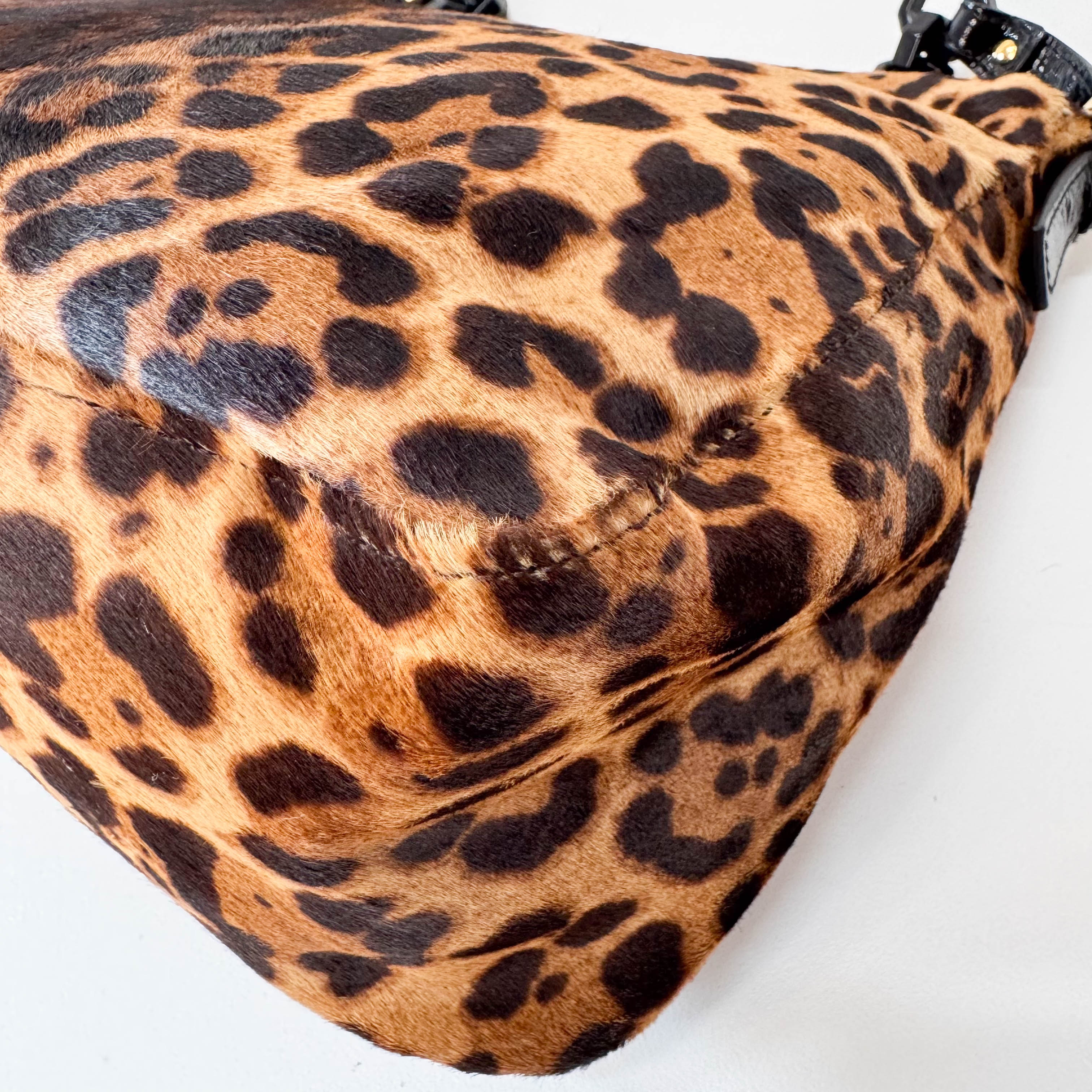 Large Mamma Baguette Leopard Pony Hair Shoulder Bag