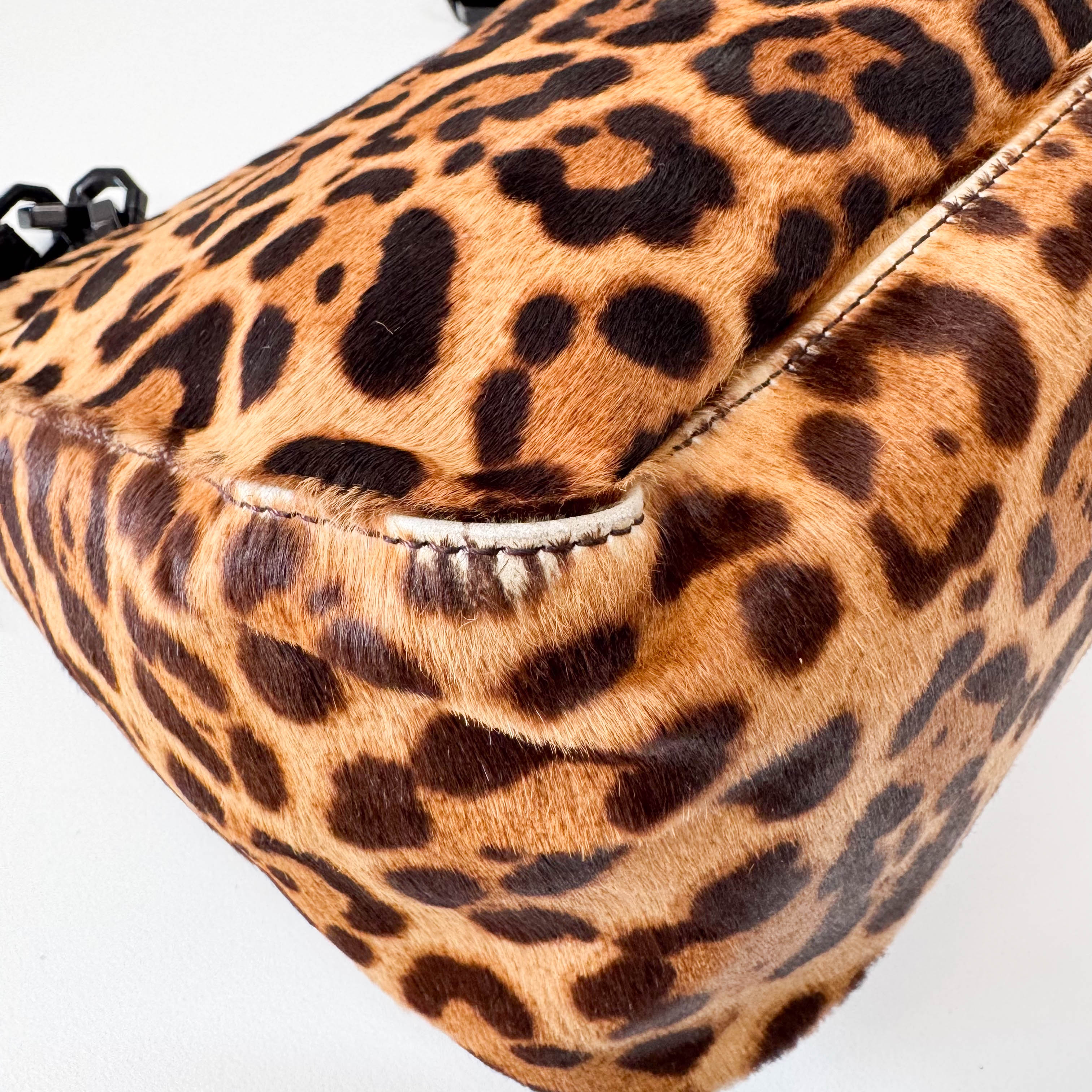 Large Mamma Baguette Leopard Pony Hair Shoulder Bag