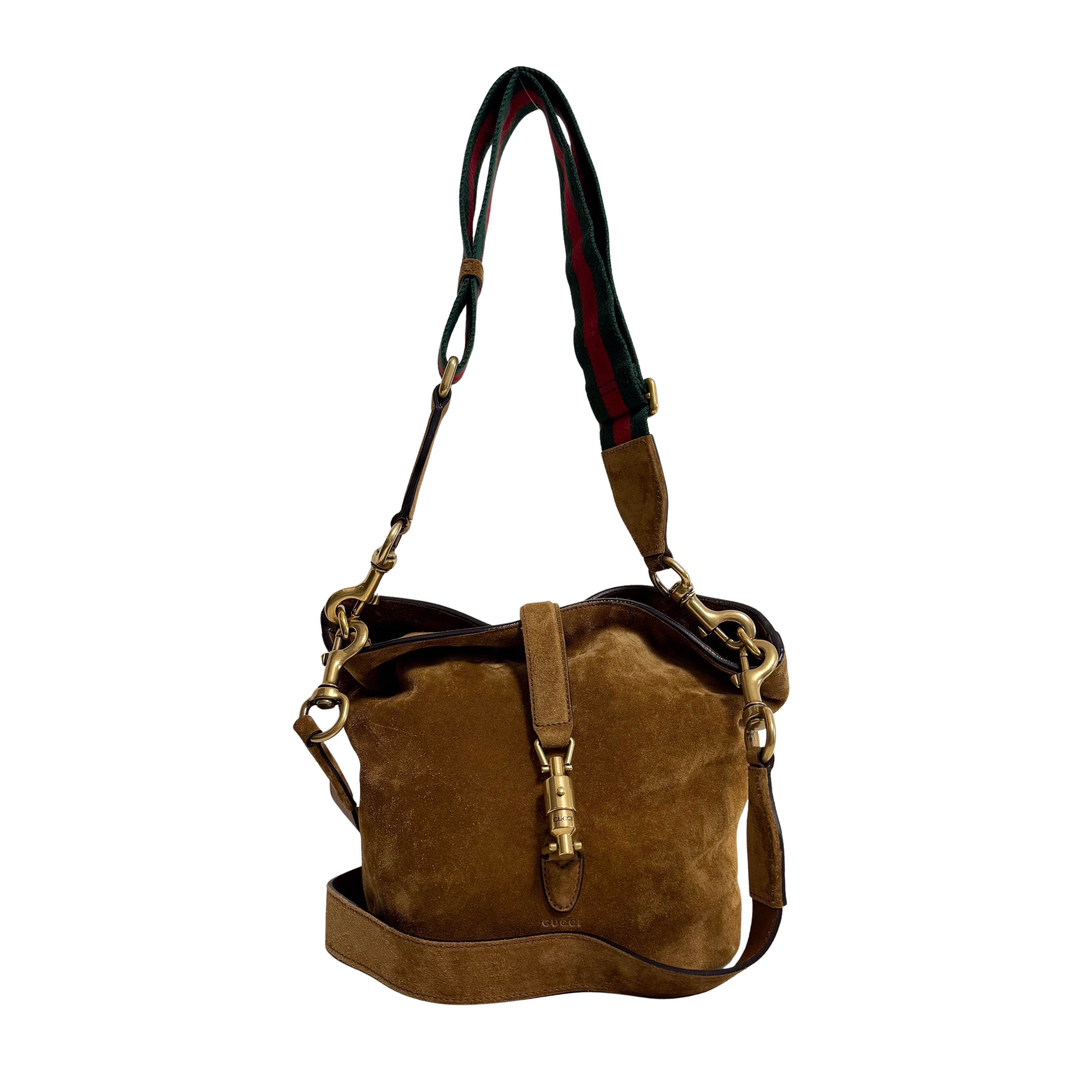 New Jackie Sherry Brown Suede Shoulder Bag