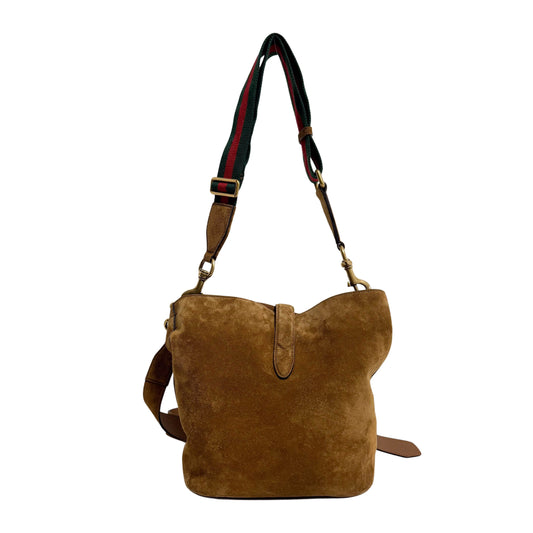 New Jackie Sherry Brown Suede Shoulder Bag
