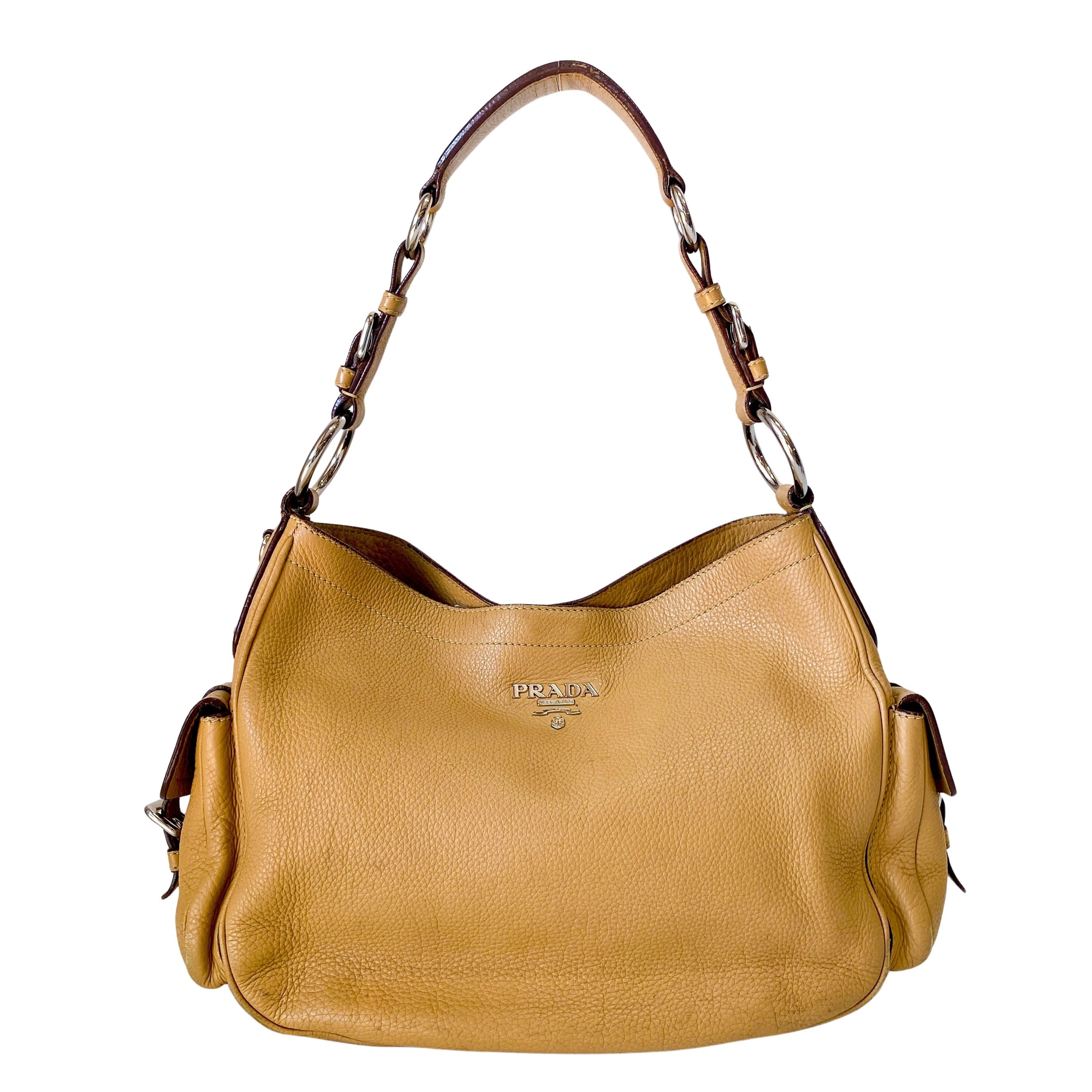 Beige Leather Shoulder Bag