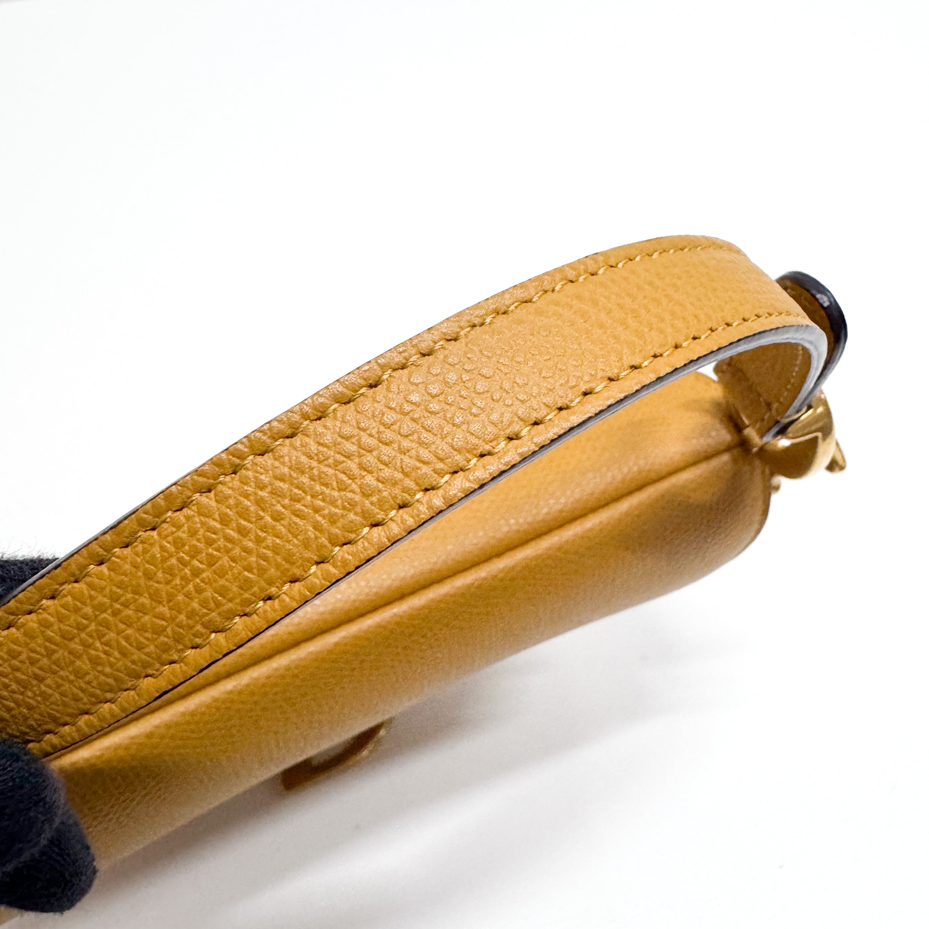 Mini Yellow Calfskin Leather Saddle Two Way Bag