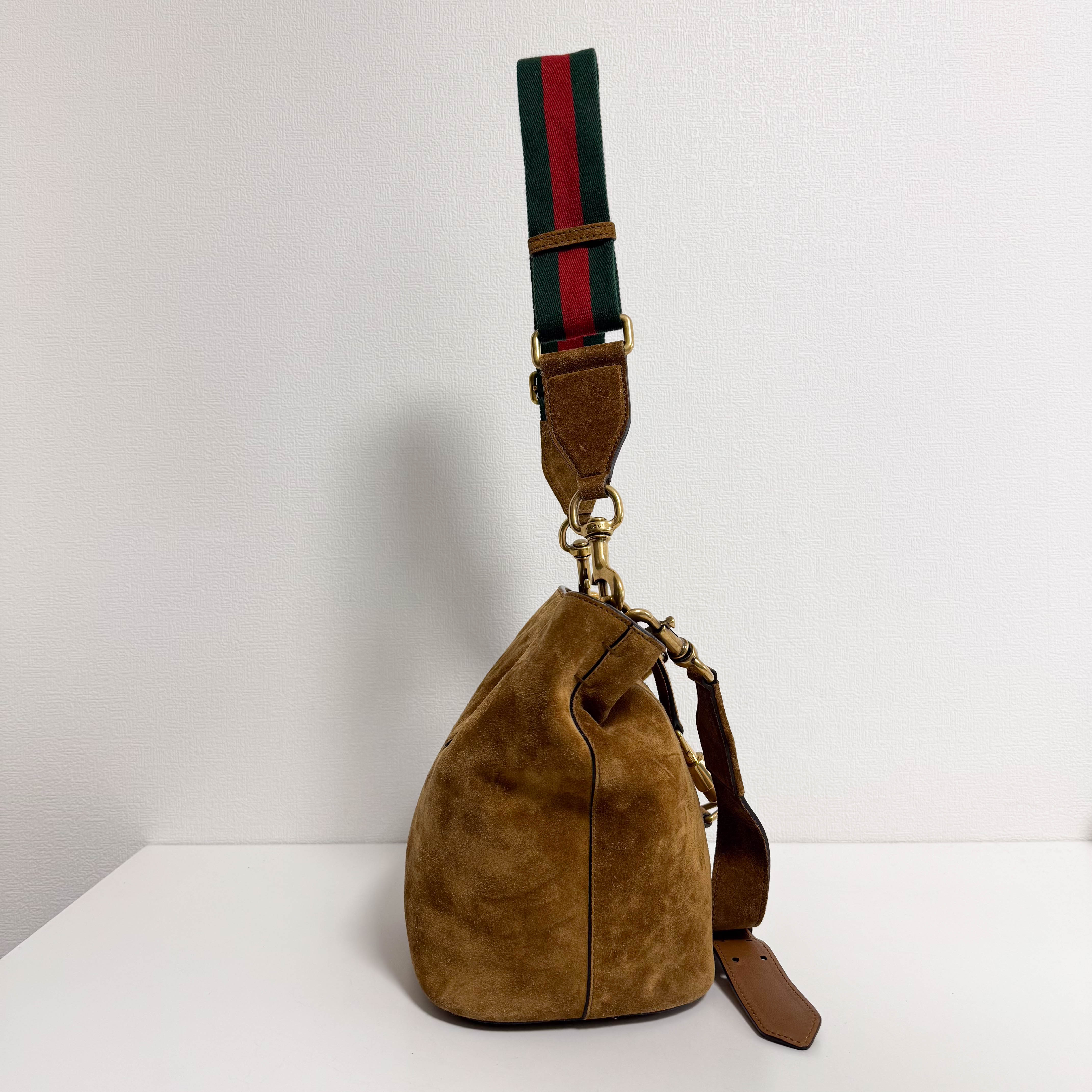 New Jackie Sherry Brown Suede Shoulder Bag