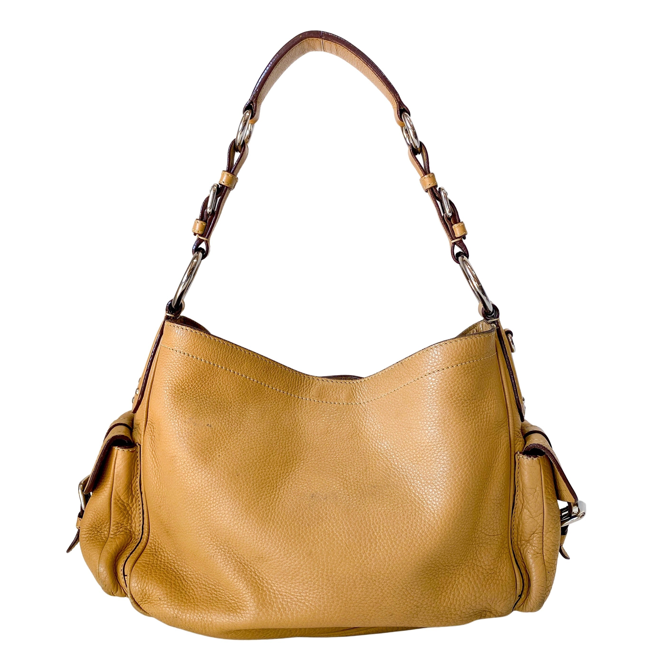 Beige Leather Shoulder Bag