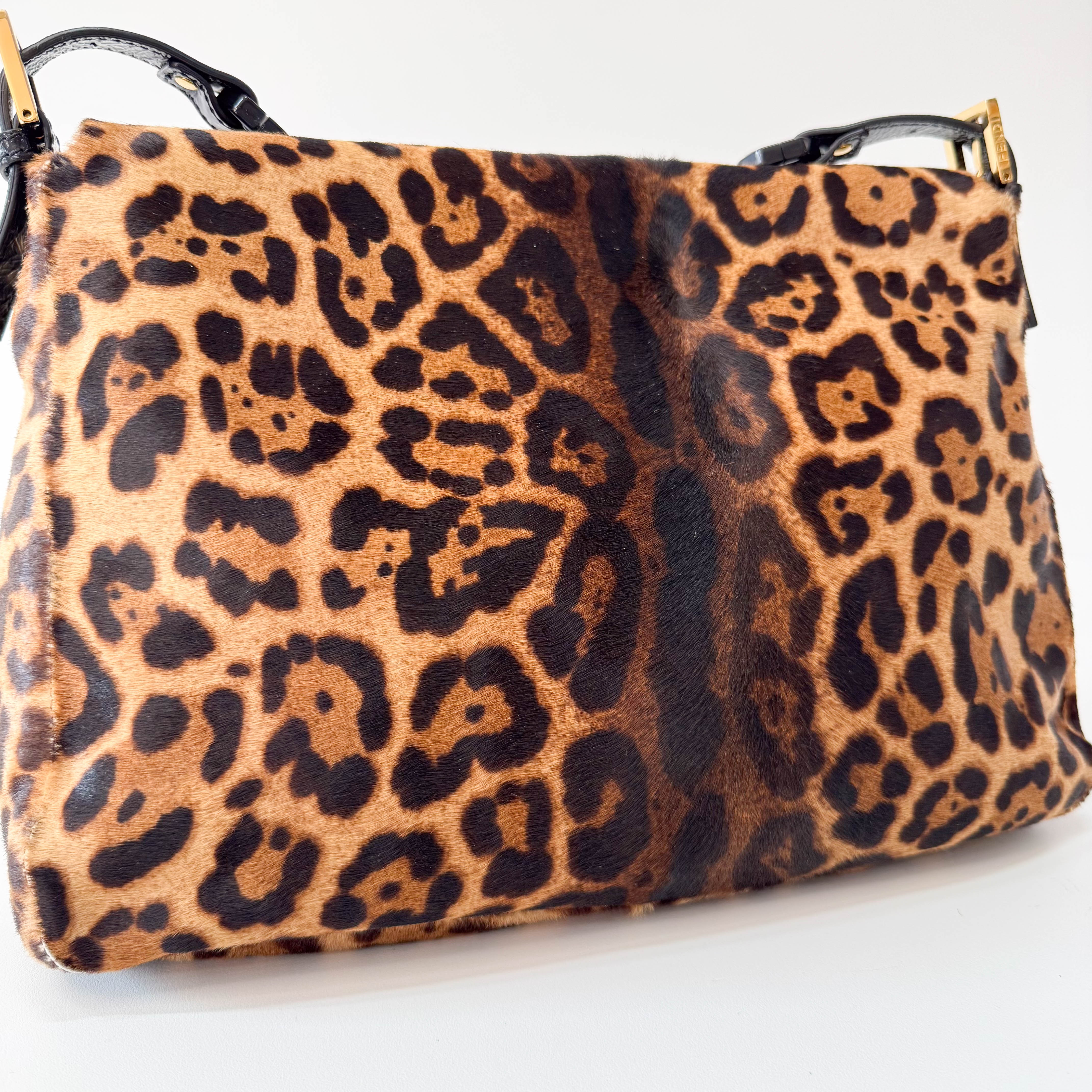 Large Mamma Baguette Leopard Pony Hair Shoulder Bag