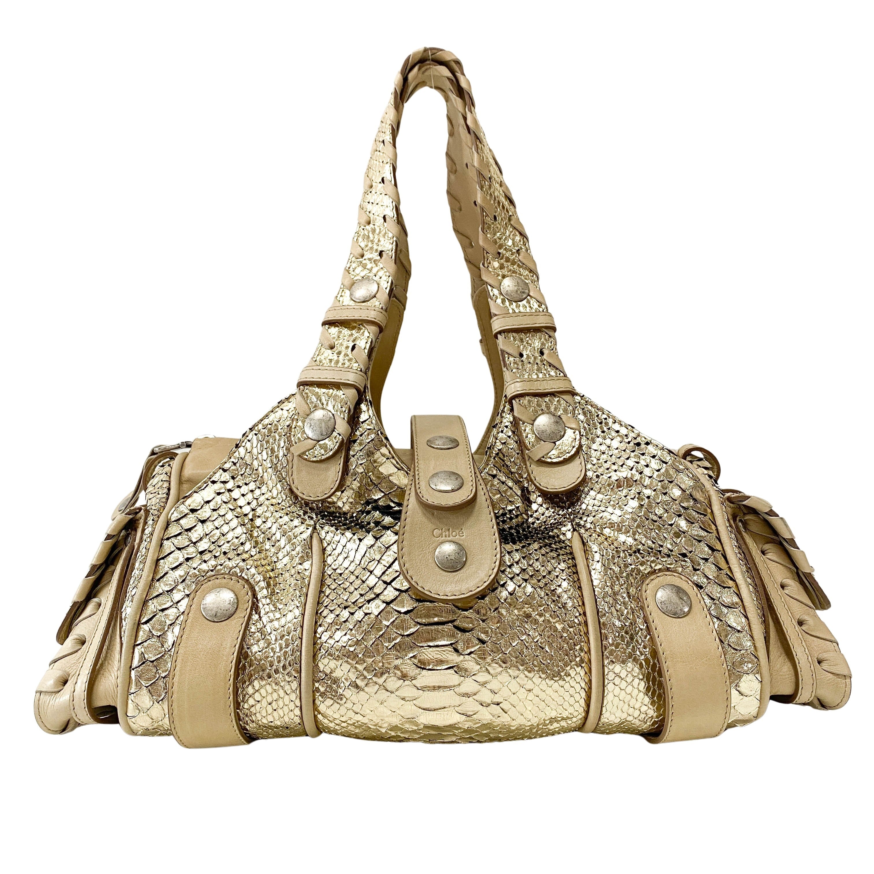 Silverado Gold Python Shoulder Bag