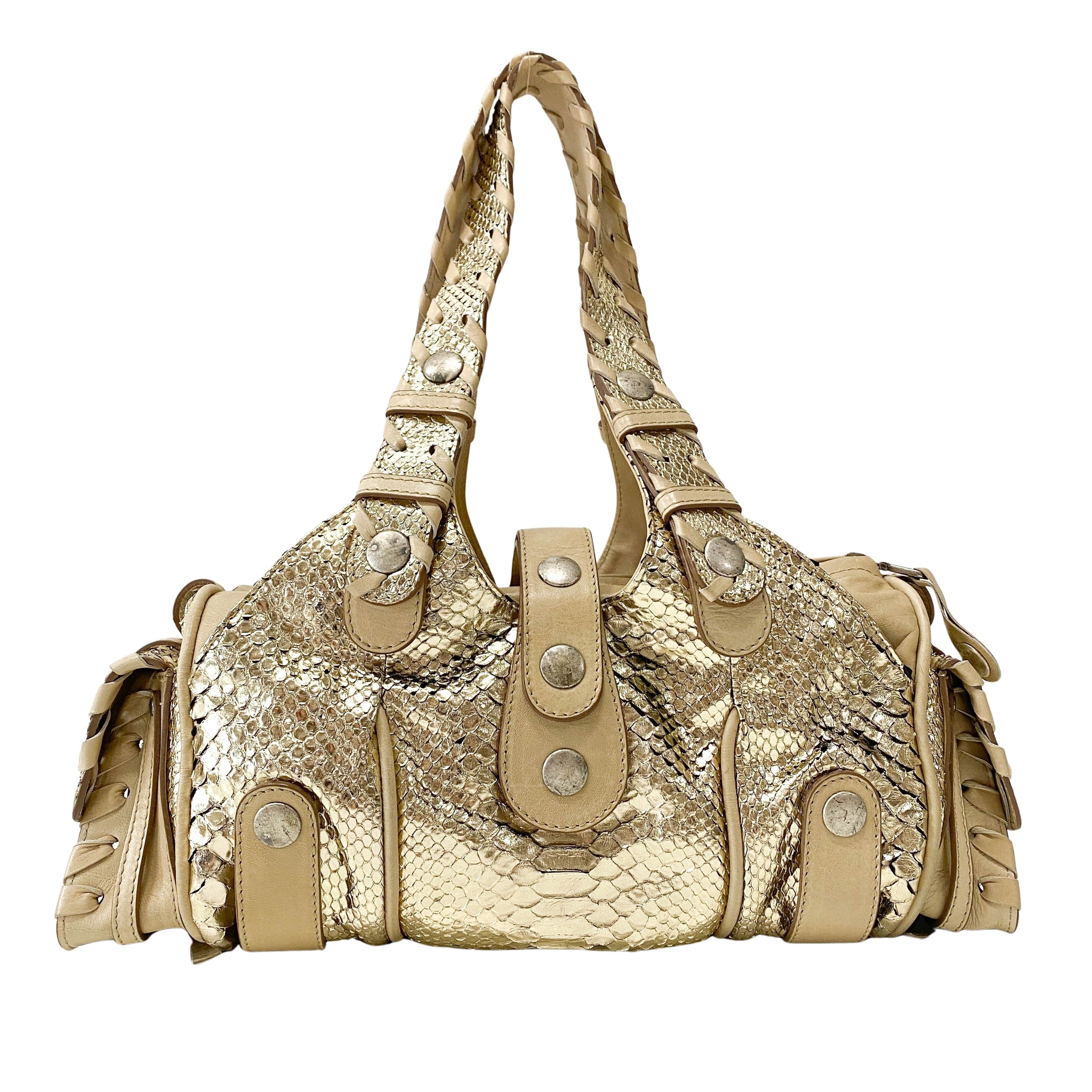 Silverado Gold Python Shoulder Bag