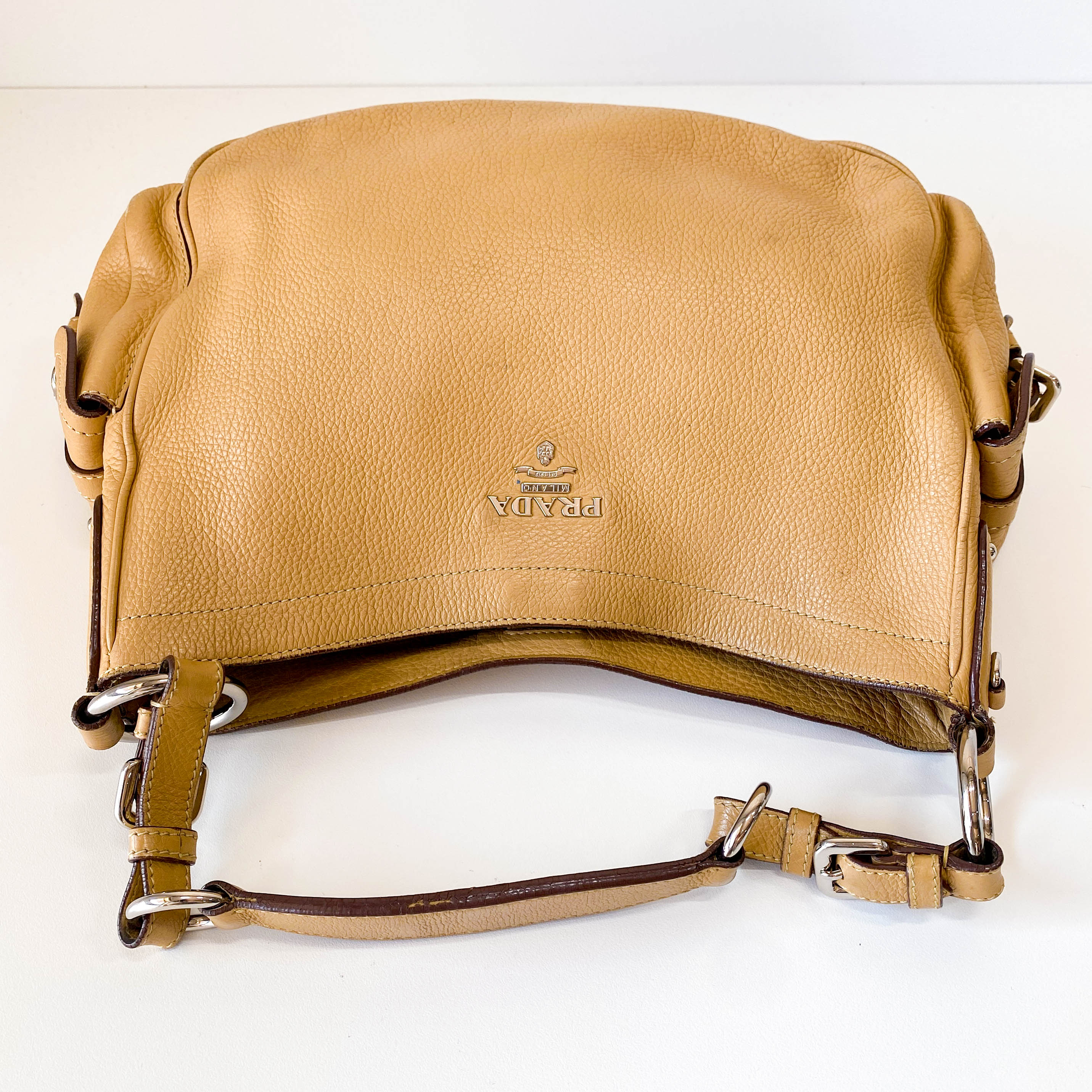 Beige Leather Shoulder Bag