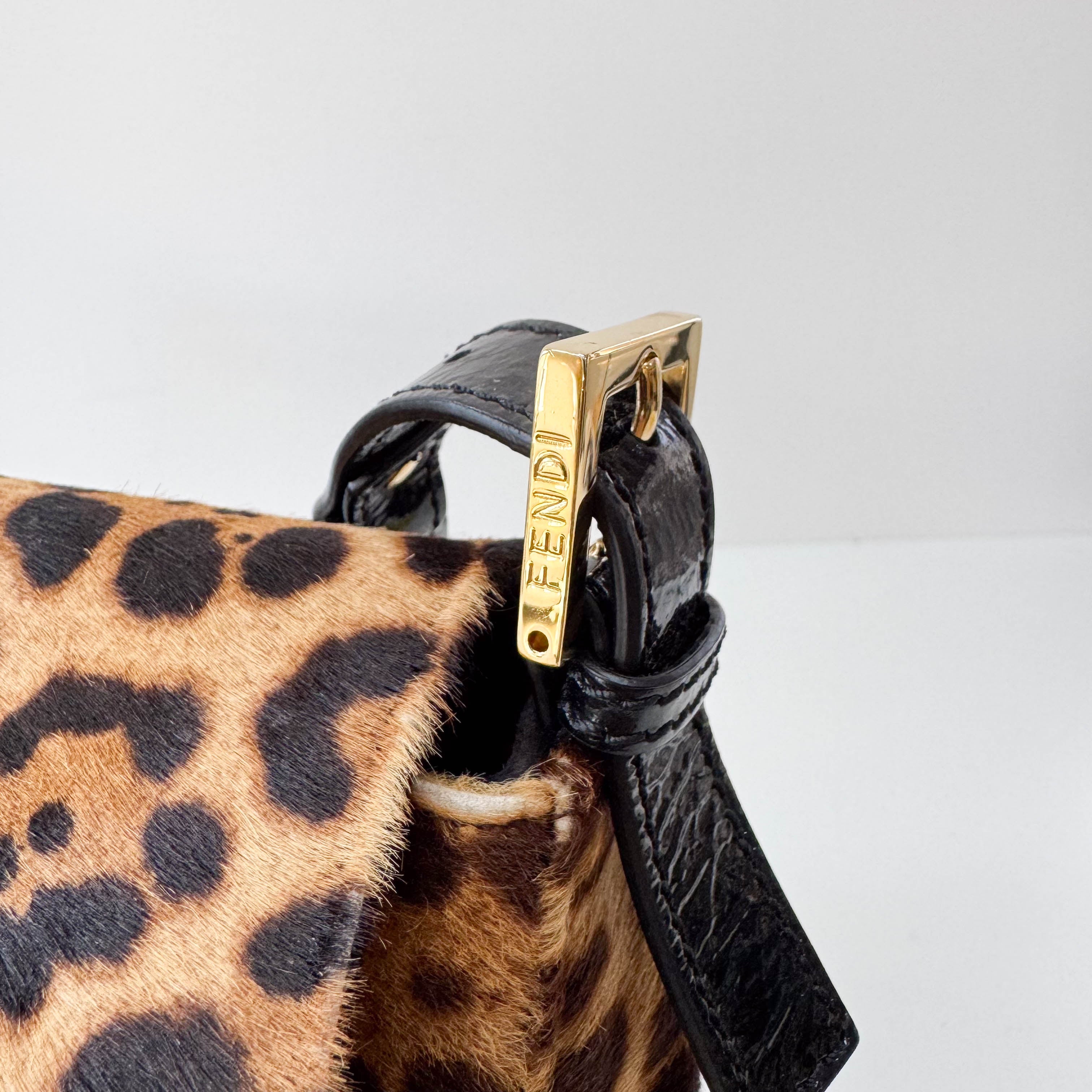 Large Mamma Baguette Leopard Pony Hair Shoulder Bag