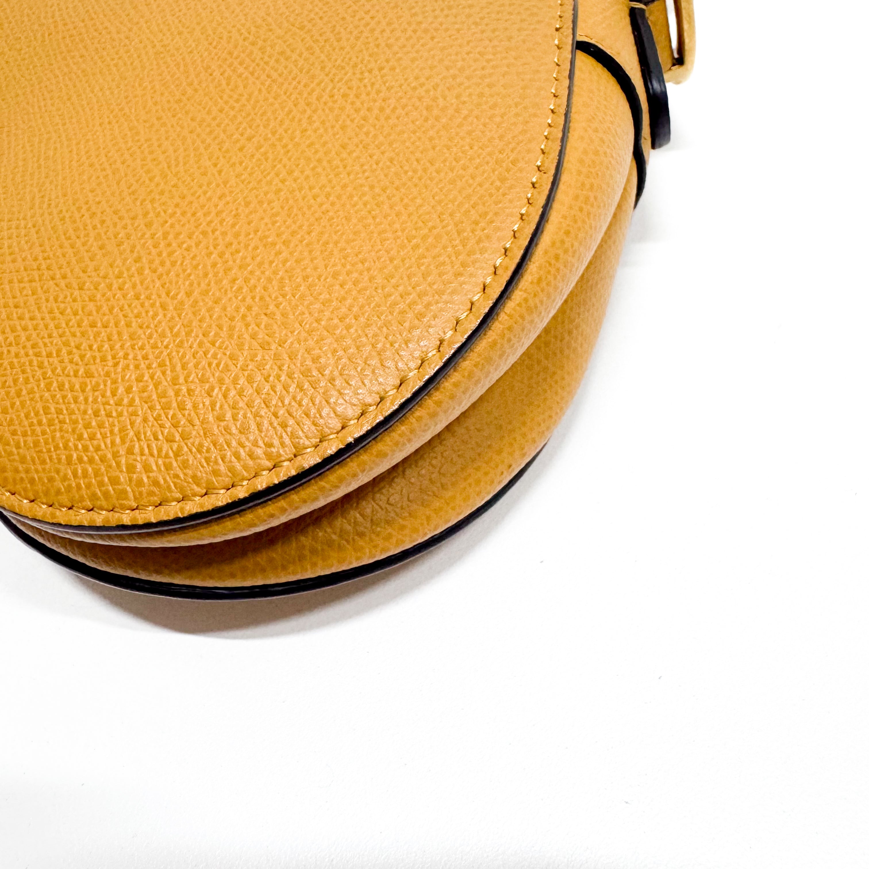 Mini Yellow Calfskin Leather Saddle Two Way Bag