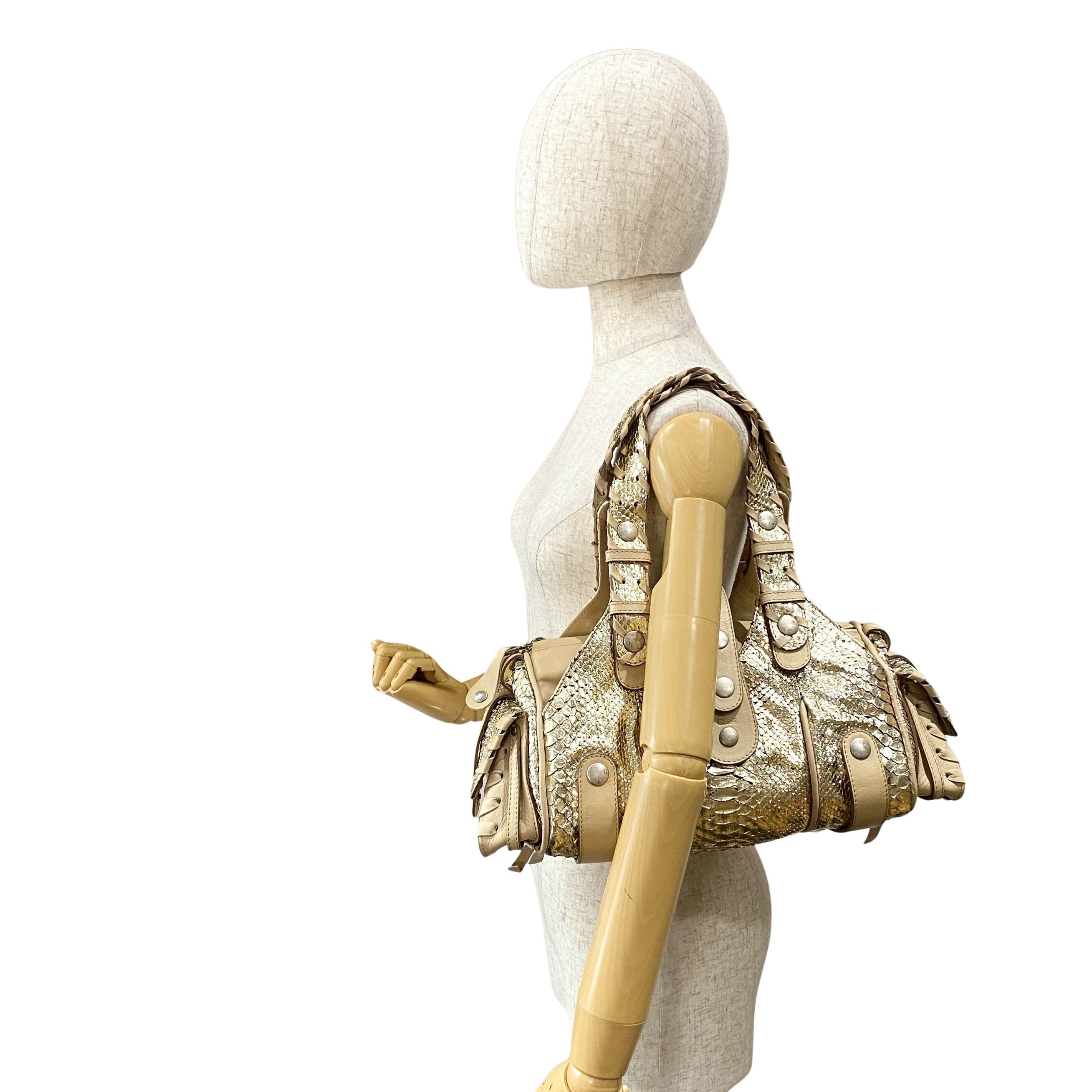 Silverado Gold Python Shoulder Bag