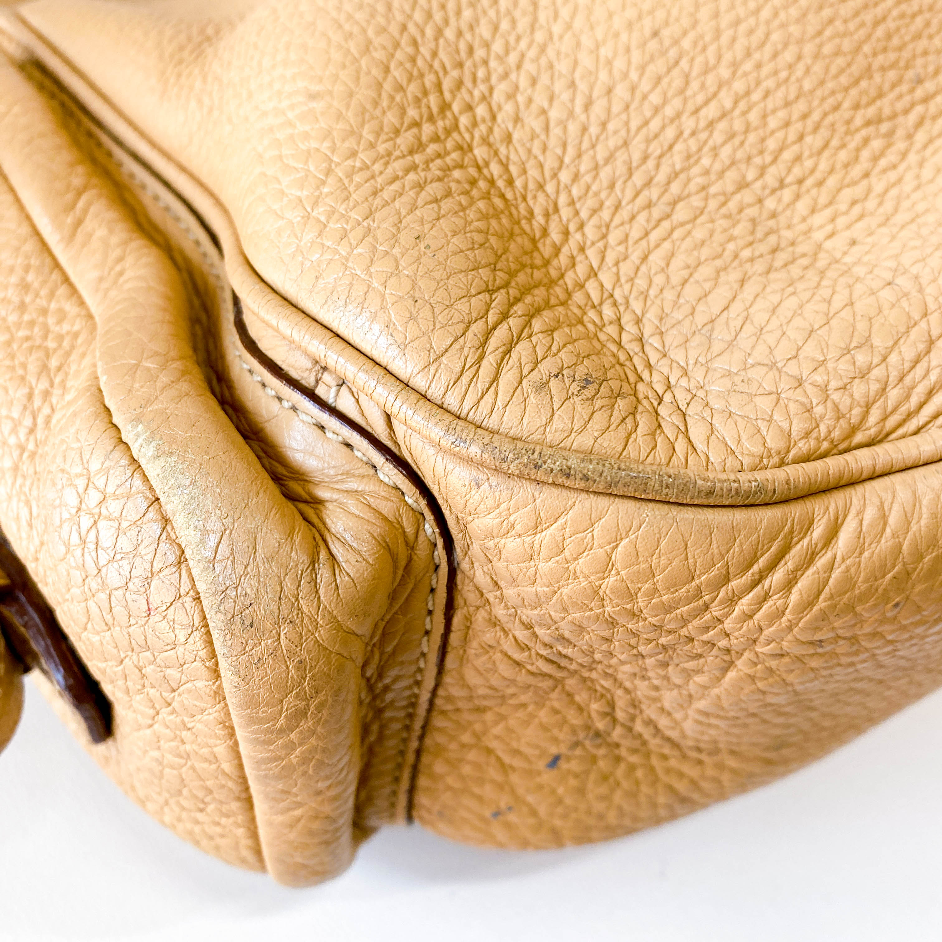 Beige Leather Shoulder Bag