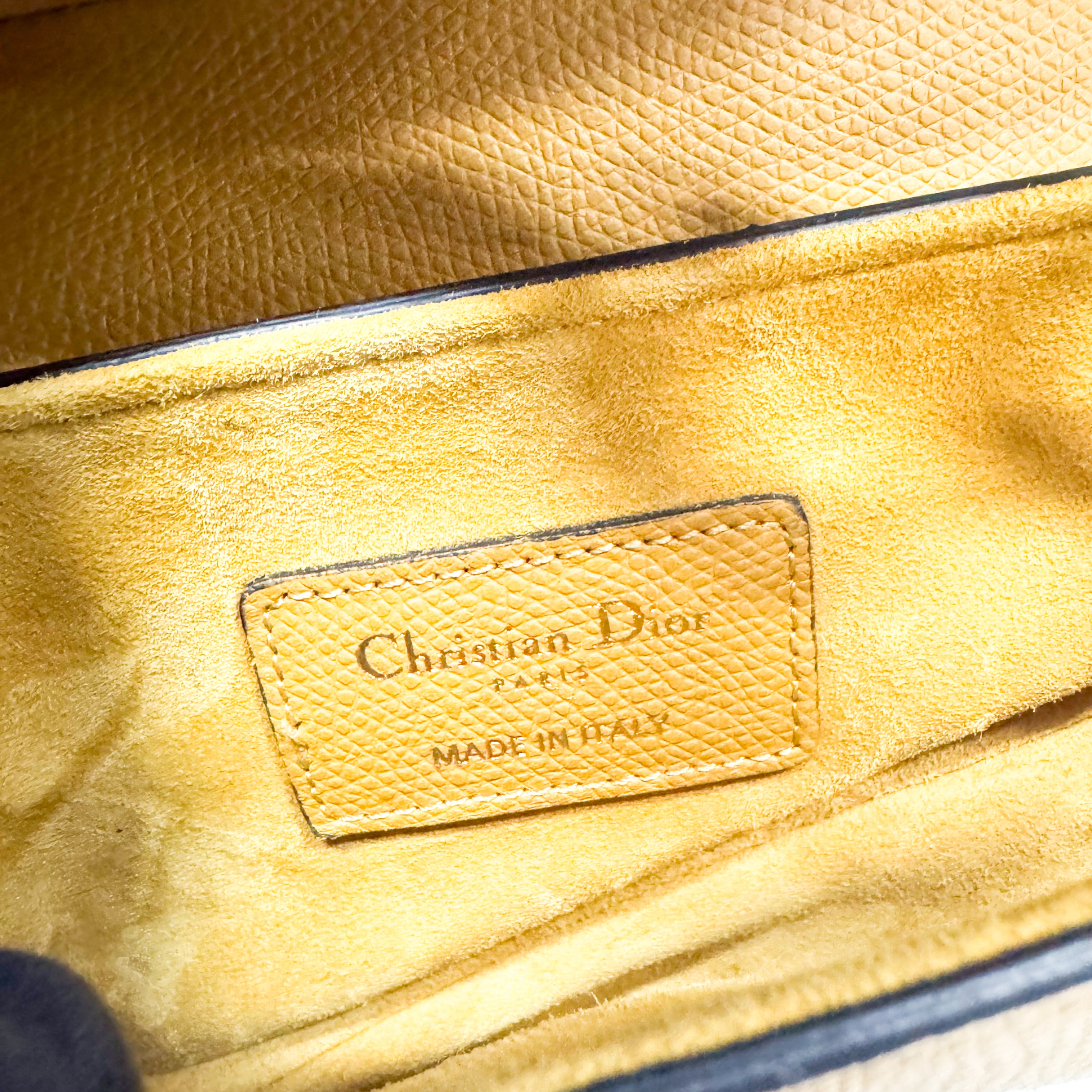 Mini Yellow Calfskin Leather Saddle Two Way Bag