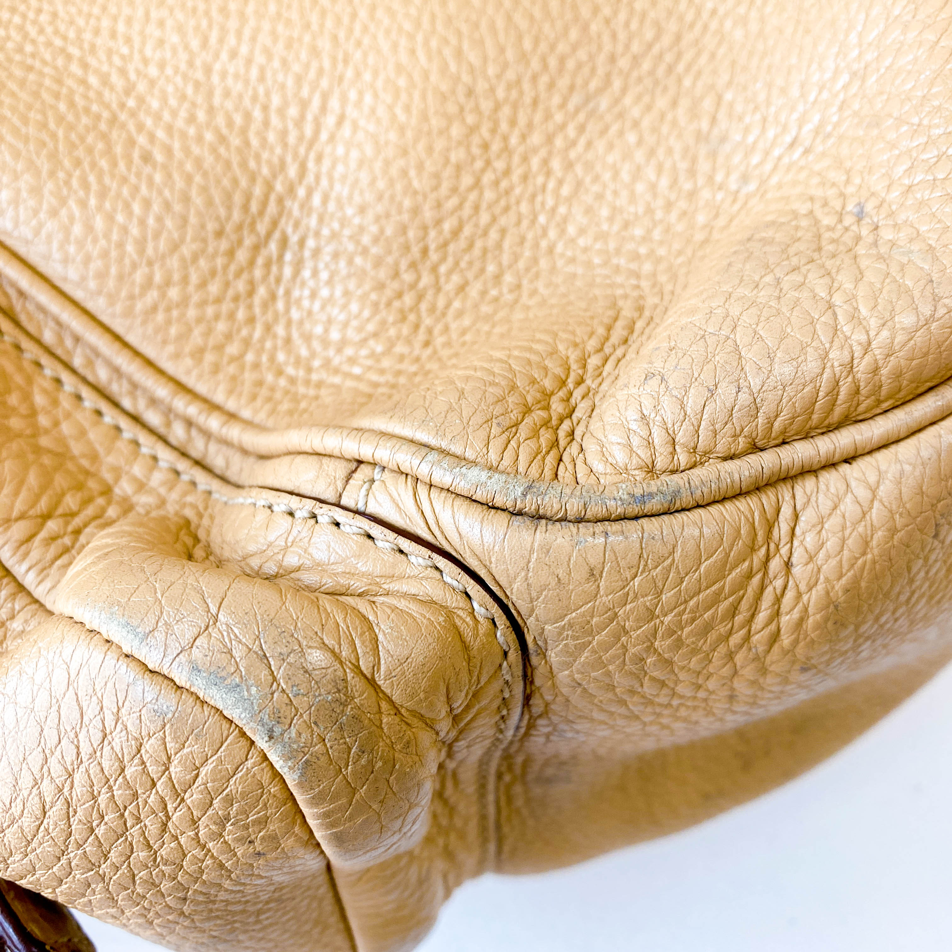 Beige Leather Shoulder Bag