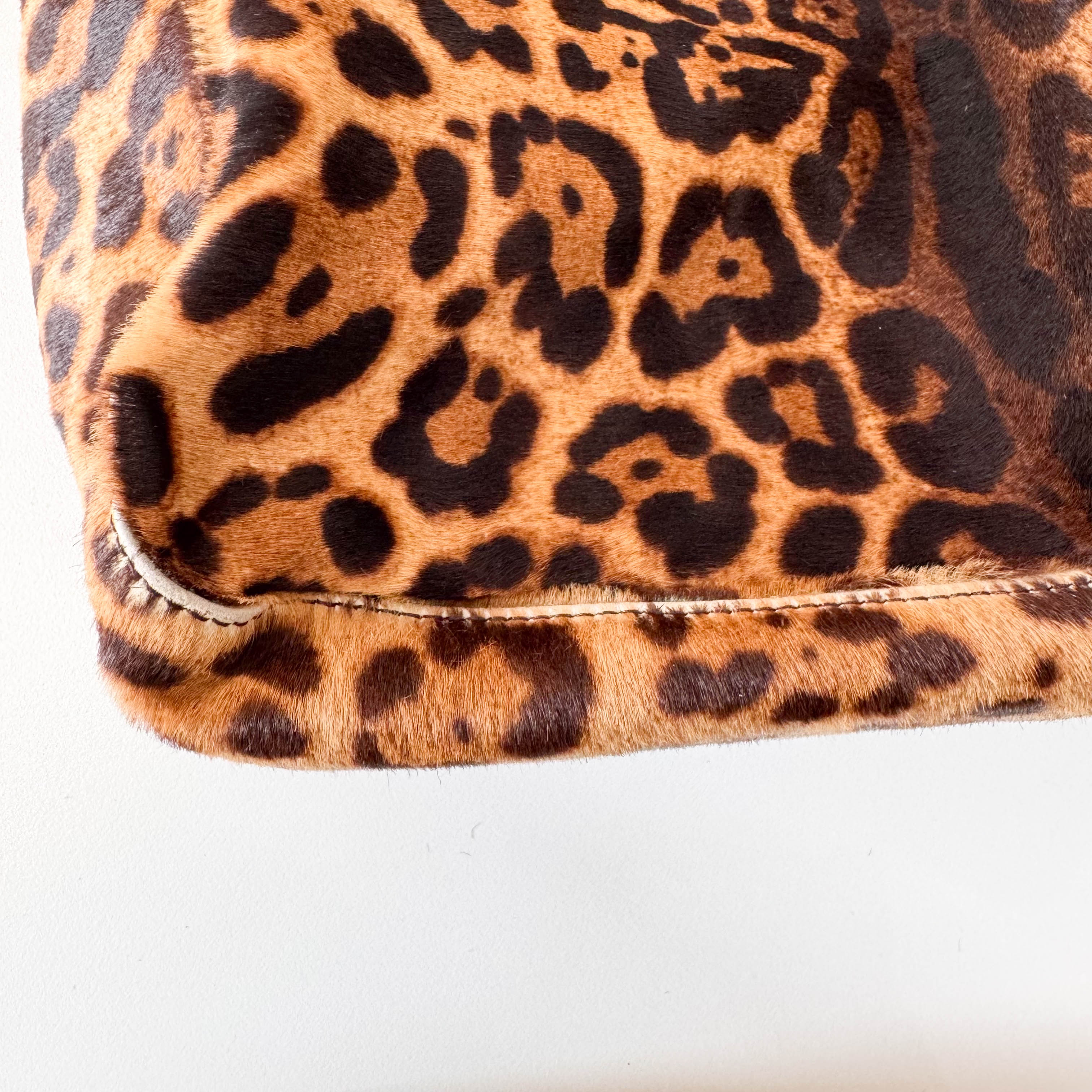 Large Mamma Baguette Leopard Pony Hair Shoulder Bag