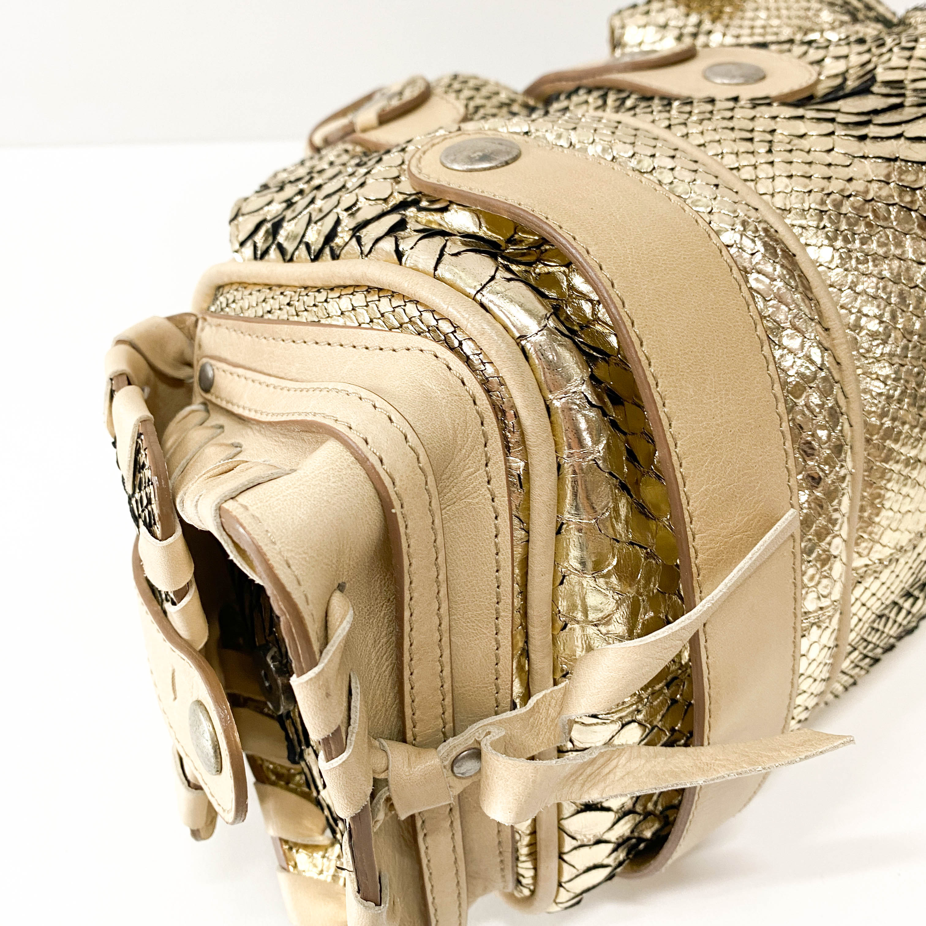 Silverado Gold Python Shoulder Bag