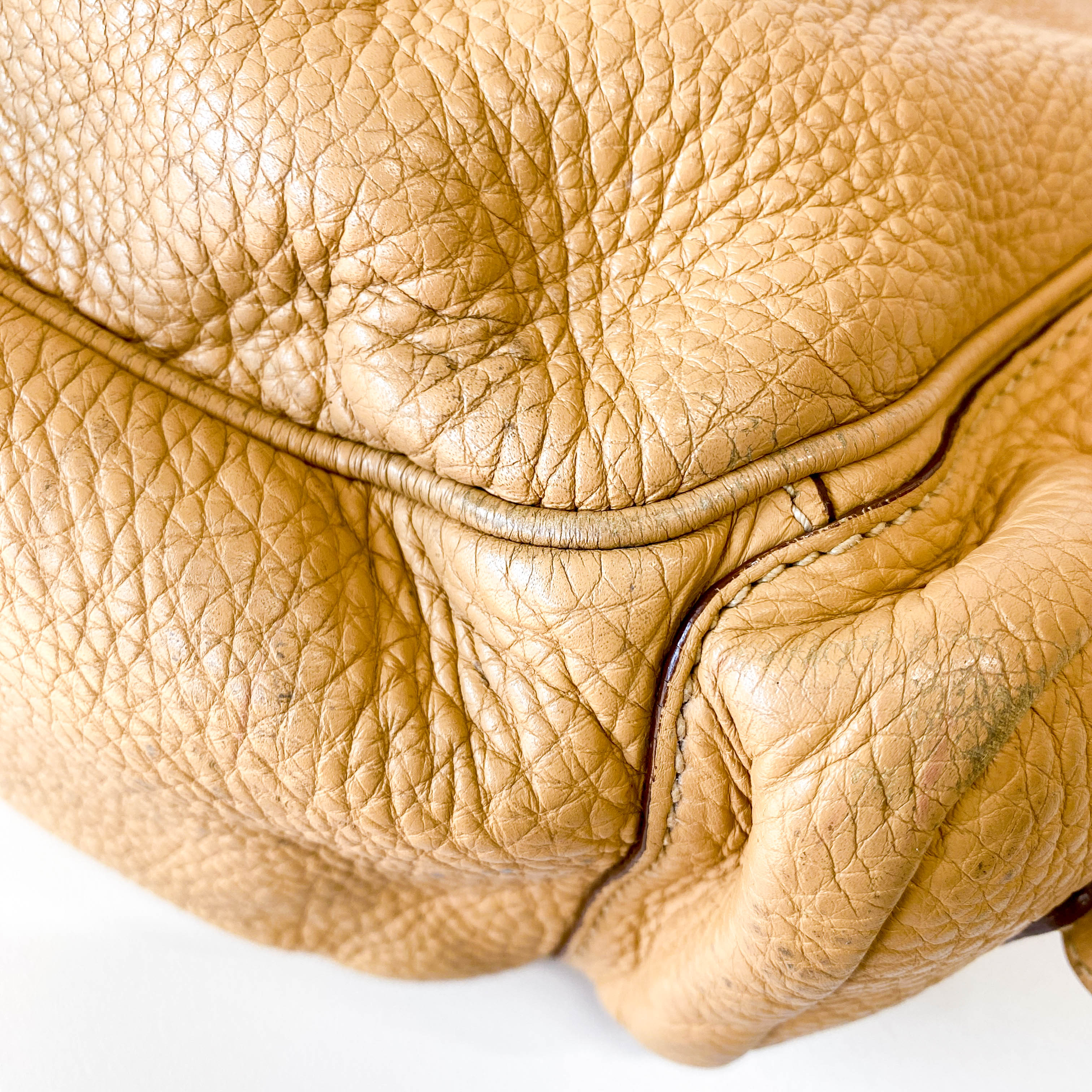 Beige Leather Shoulder Bag