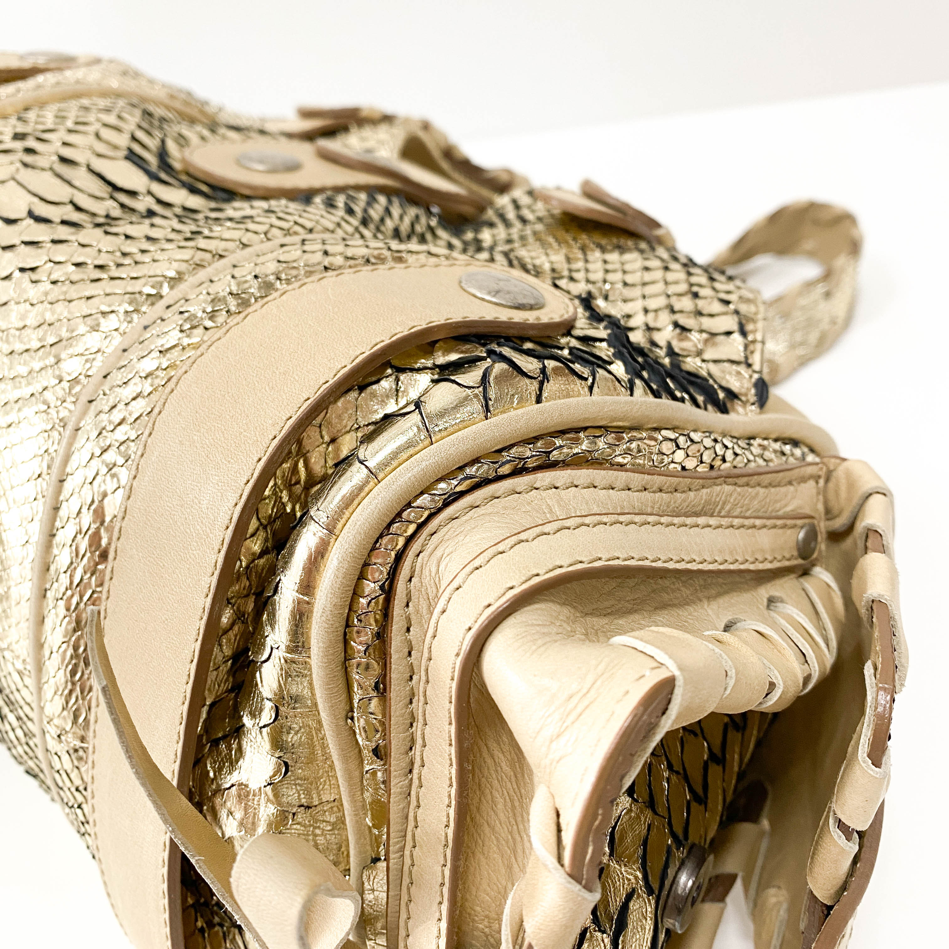 Silverado Gold Python Shoulder Bag
