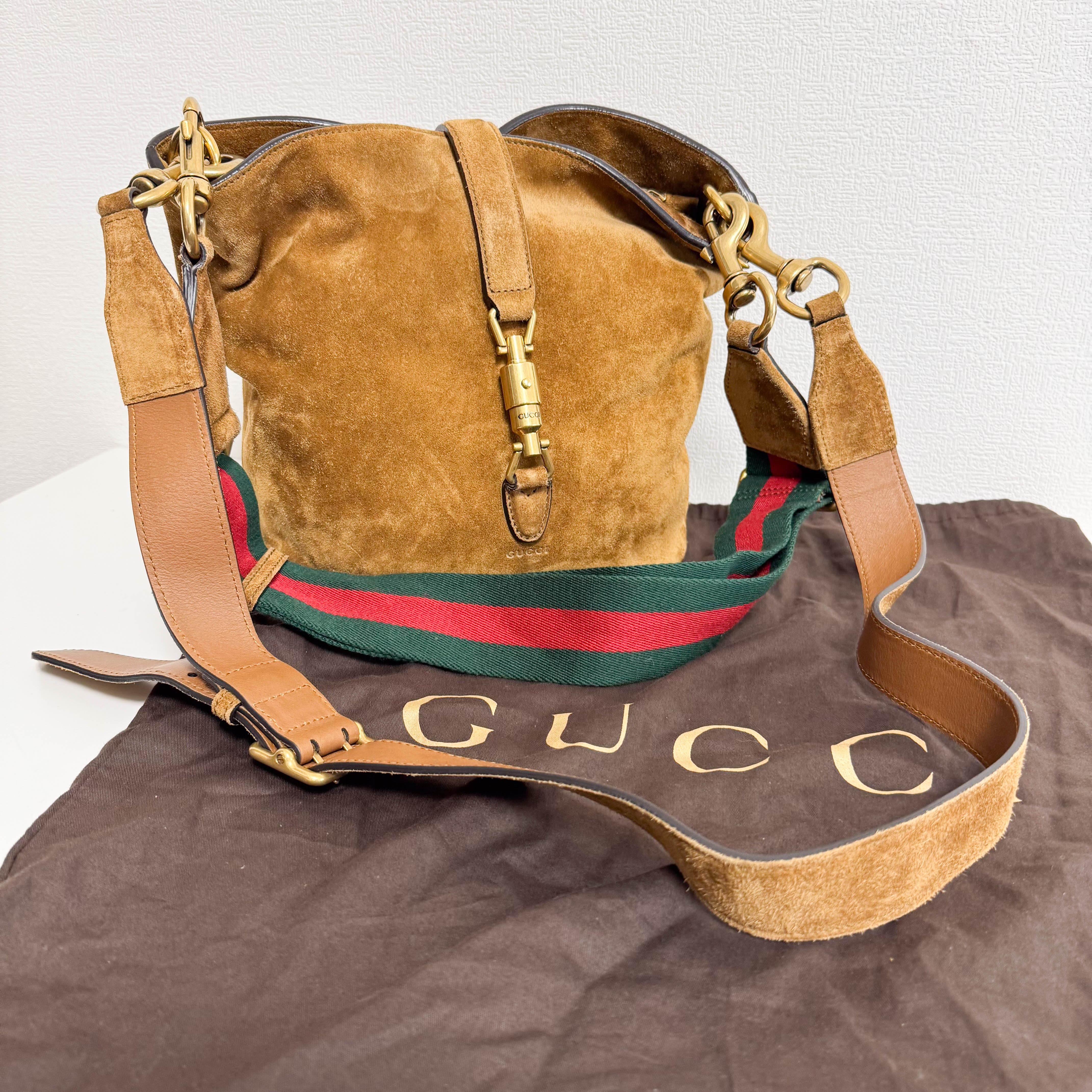 New Jackie Sherry Brown Suede Shoulder Bag