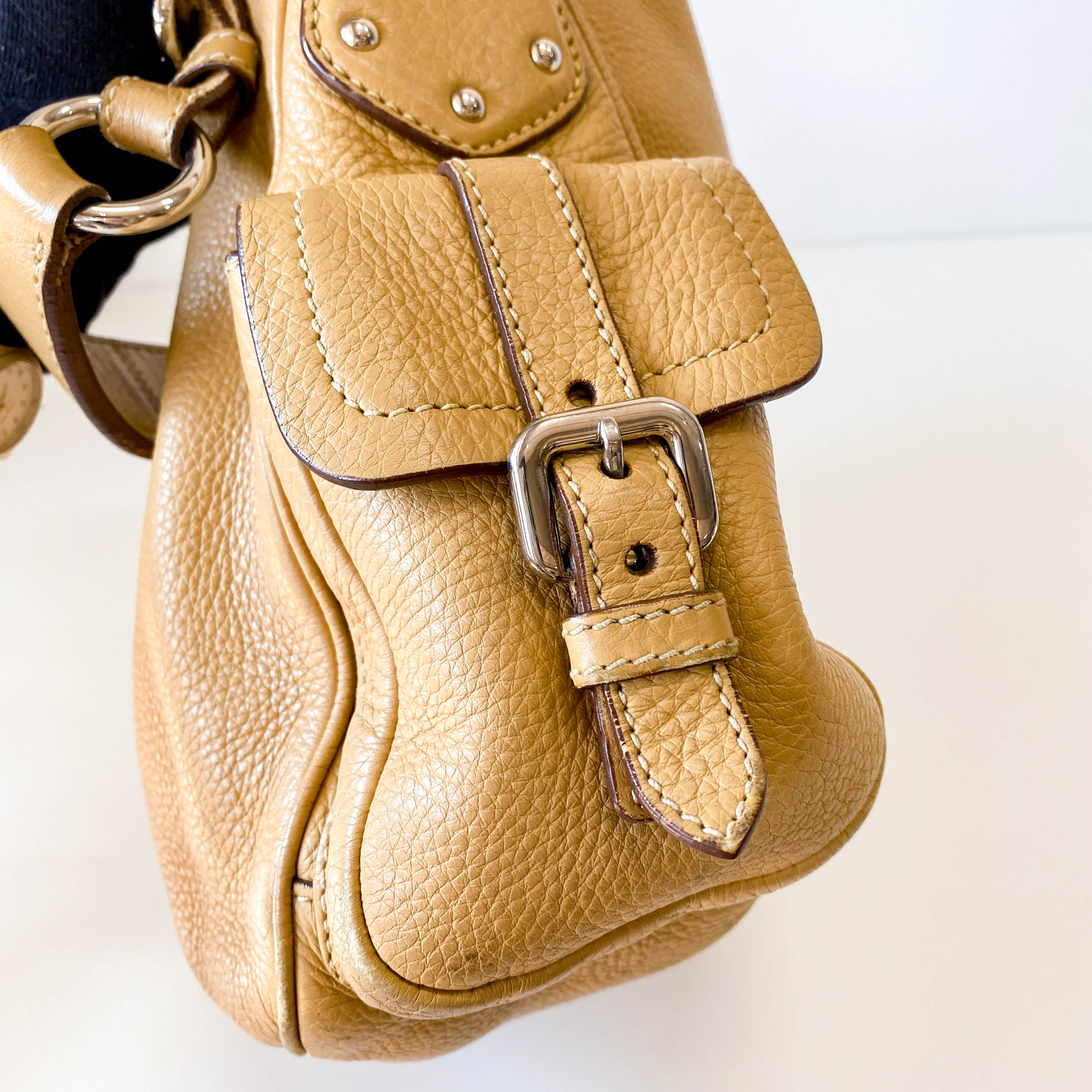 Beige Leather Shoulder Bag
