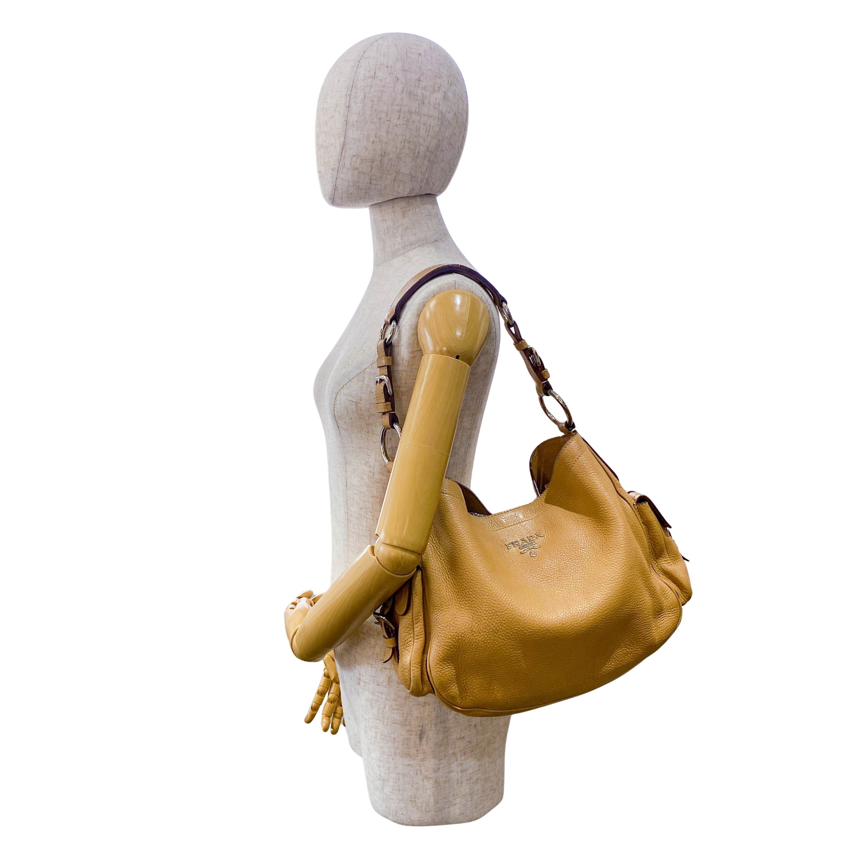 Beige Leather Shoulder Bag