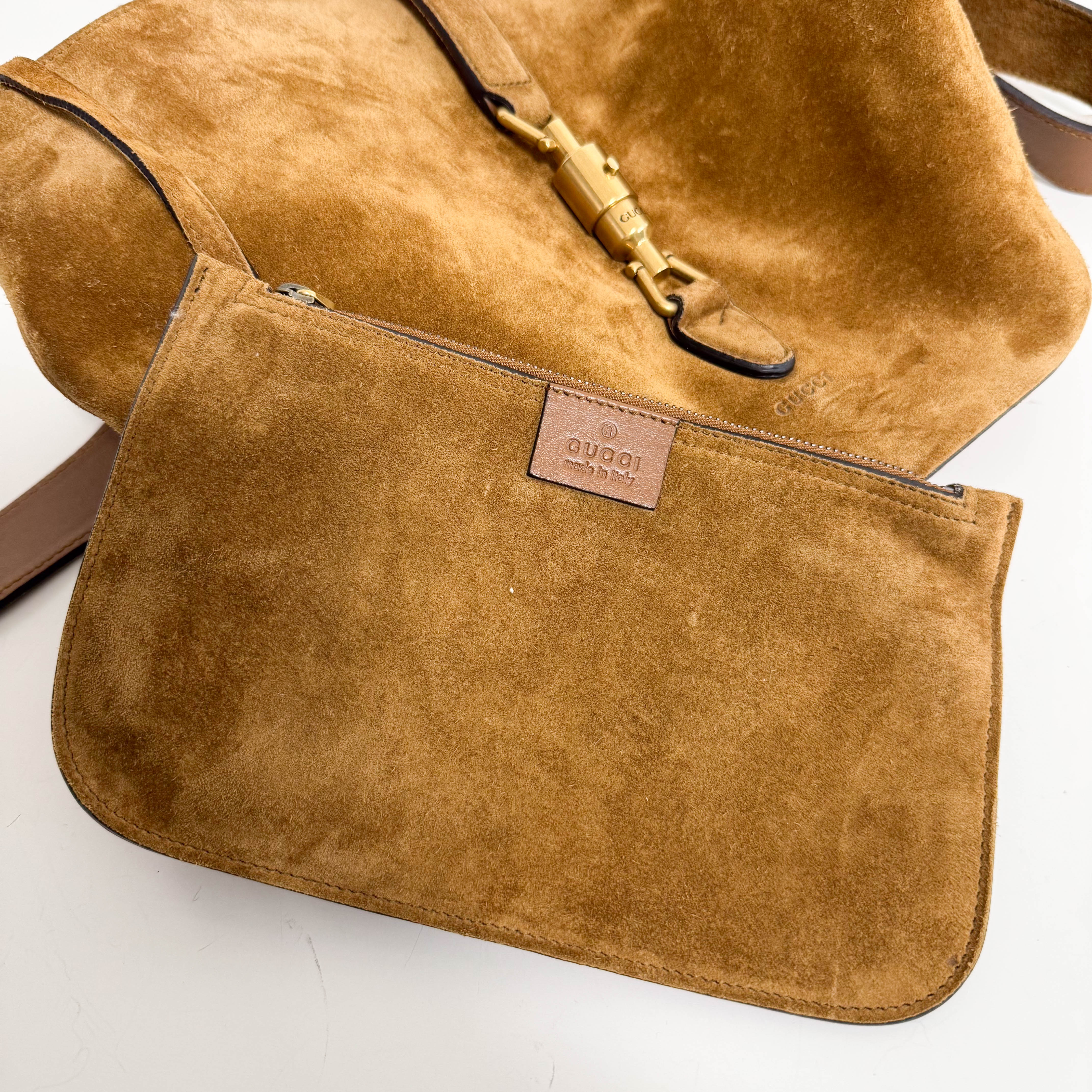 New Jackie Sherry Brown Suede Shoulder Bag