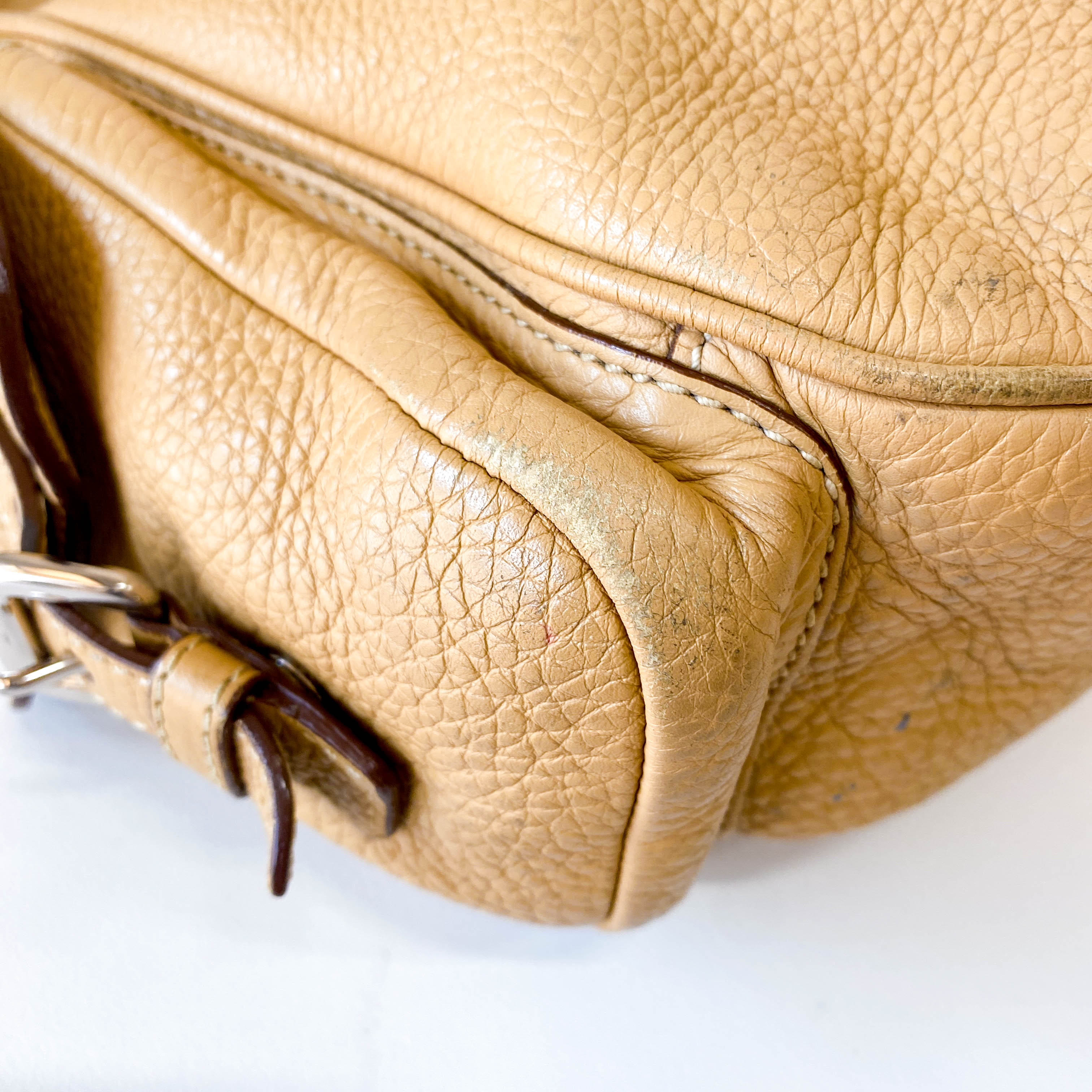 Beige Leather Shoulder Bag